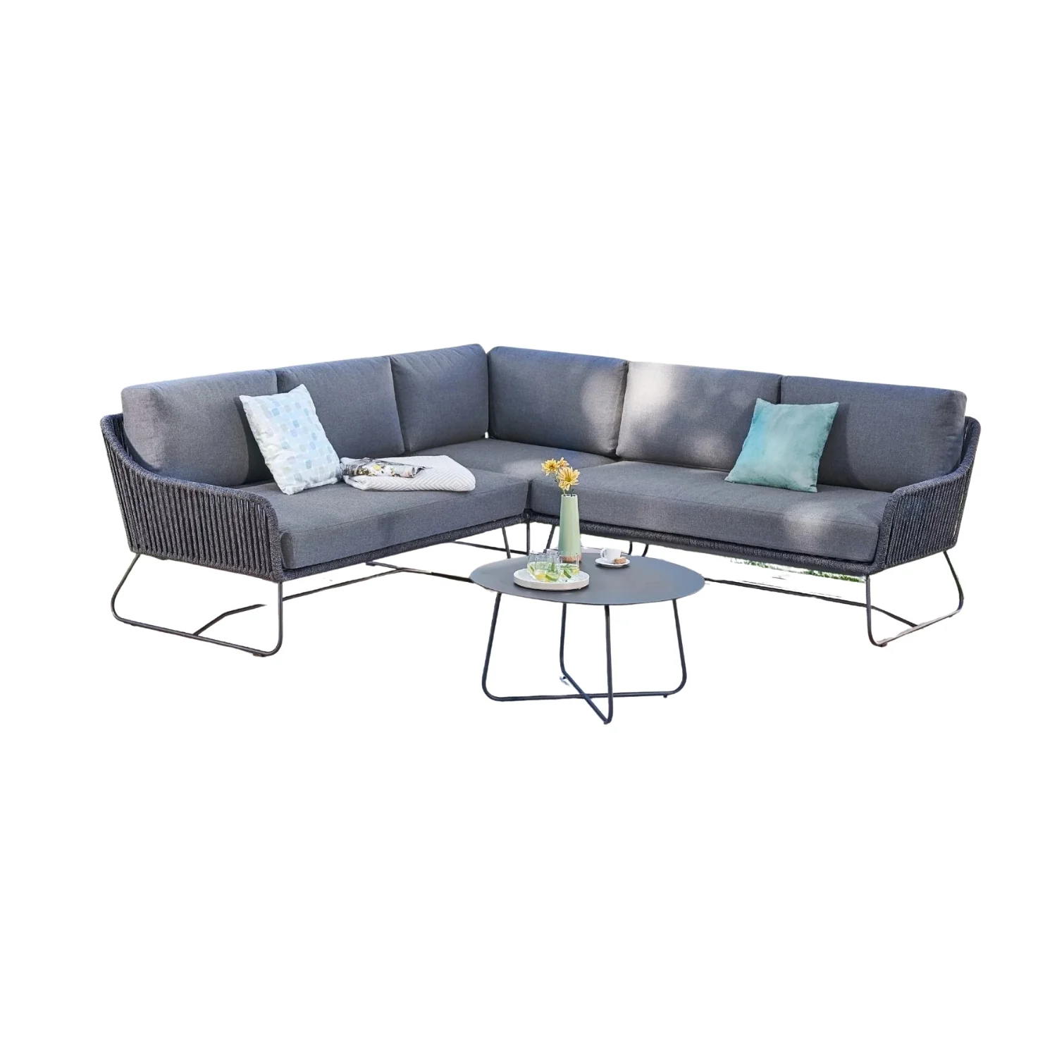 5-Seater L-Shape Outdoor Rope Sofa Set - Image 9