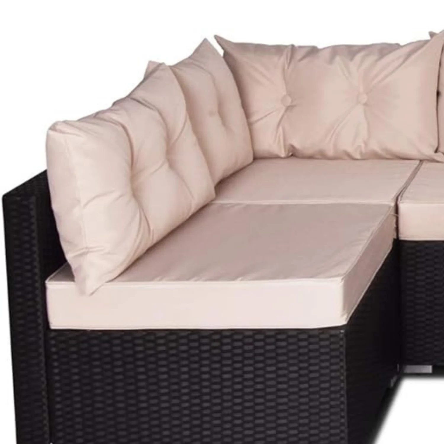 6-Seater Outdoor Garden Conversation Sofa Set (Dark Brown & Cream) - Image 4