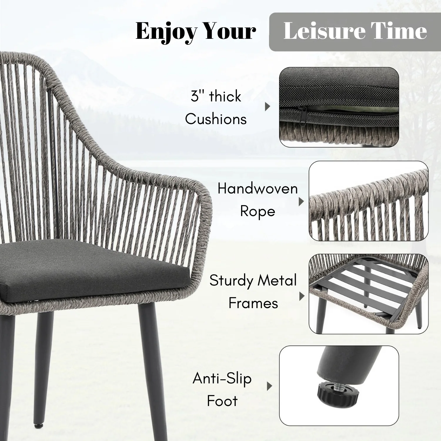 7-Piece Outdoor Patio Dining Set with Rope Chairs - Image 5