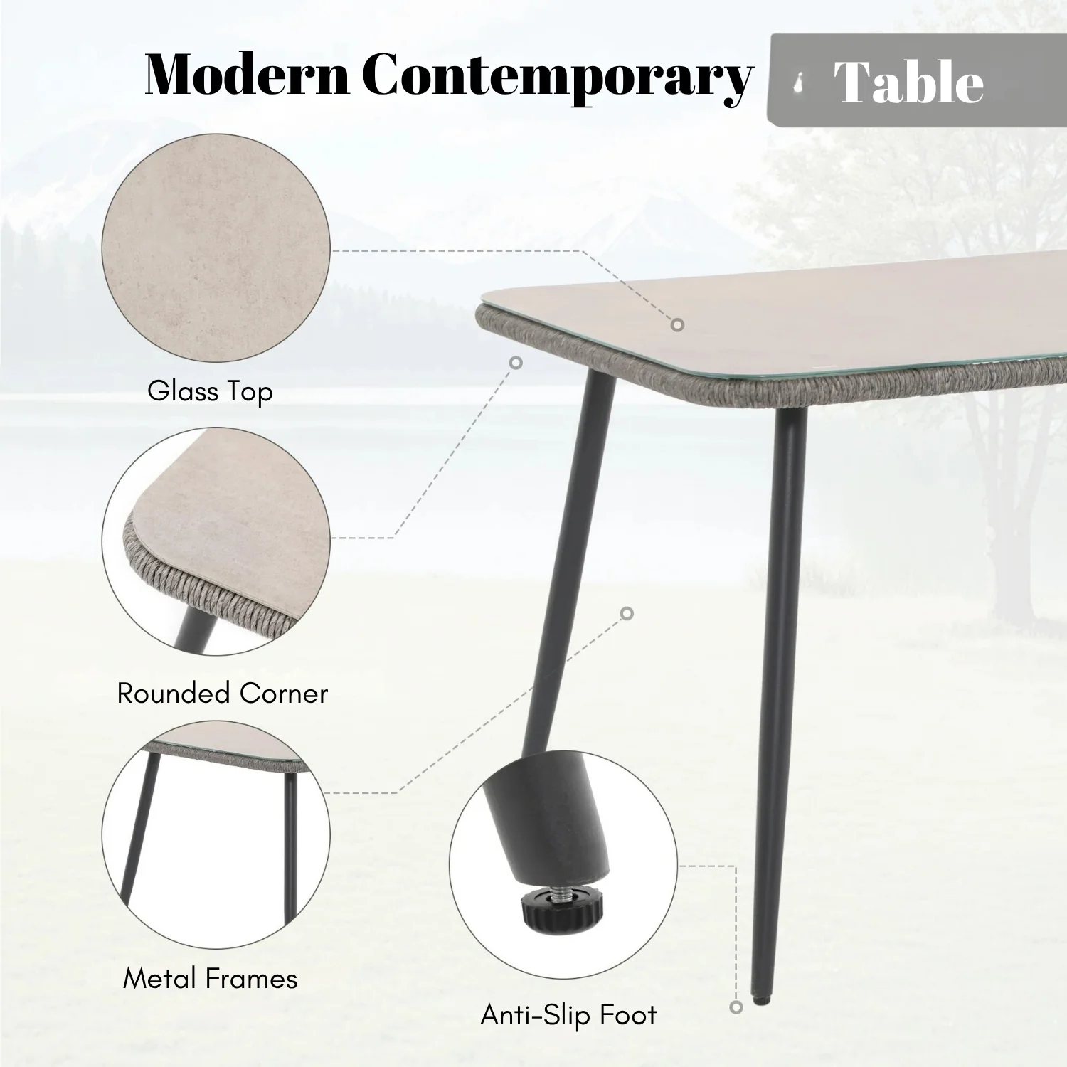 7-Piece Outdoor Patio Dining Set with Rope Chairs - Image 7