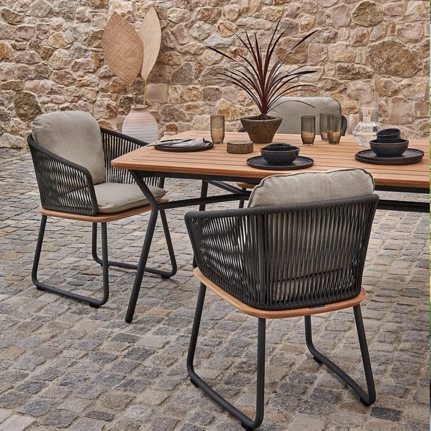 7-Piece Outdoor Patio Dining Set With Wooden Tabletop - Image 12
