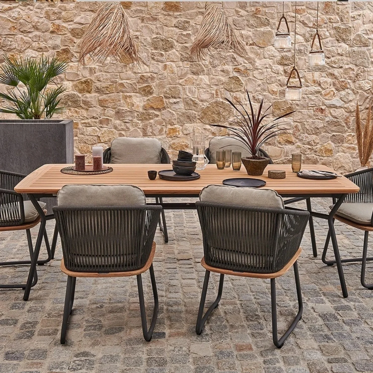 7-Piece Outdoor Patio Dining Set With Wooden Tabletop - Image 13