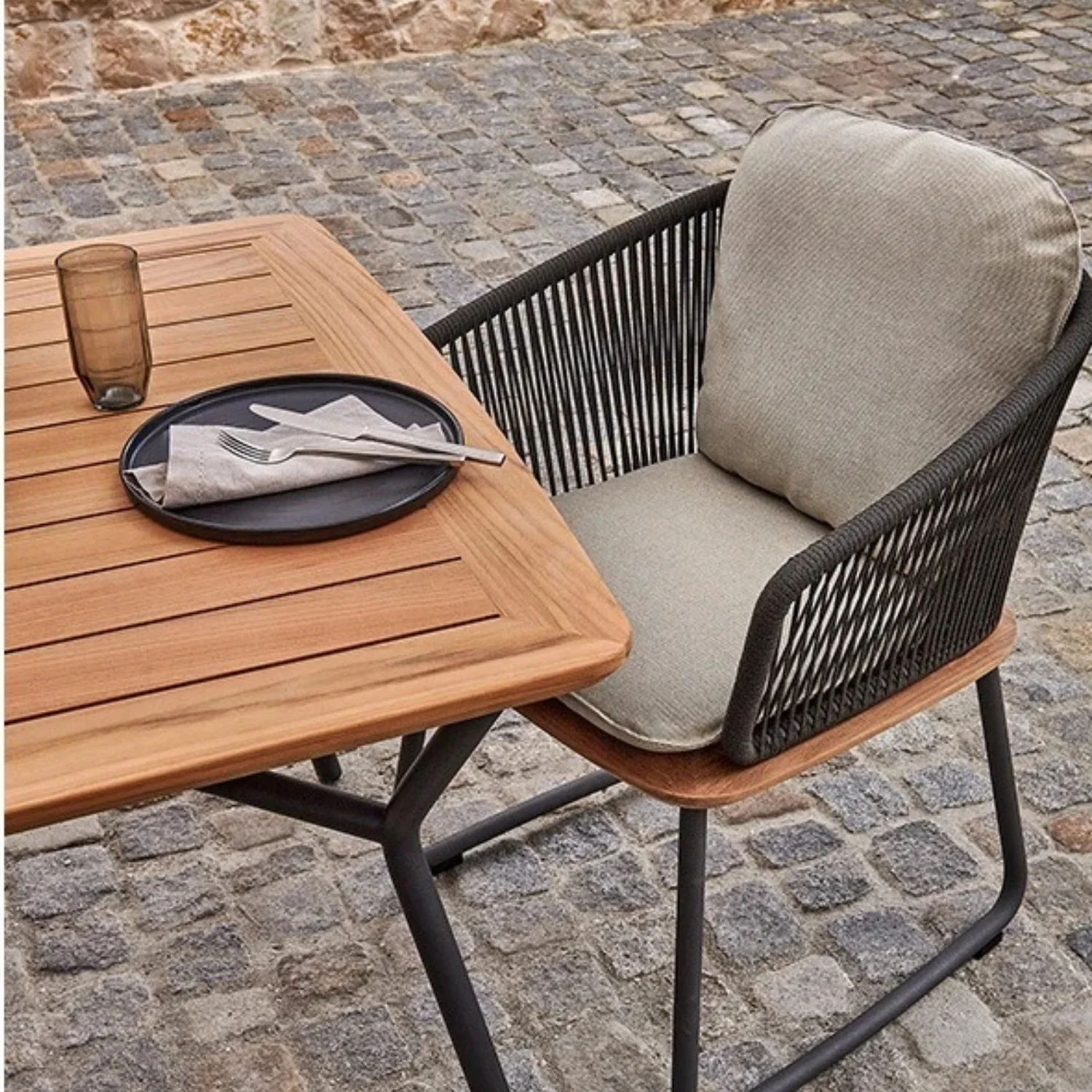 7-Piece Outdoor Patio Dining Set With Wooden Tabletop - Image 4