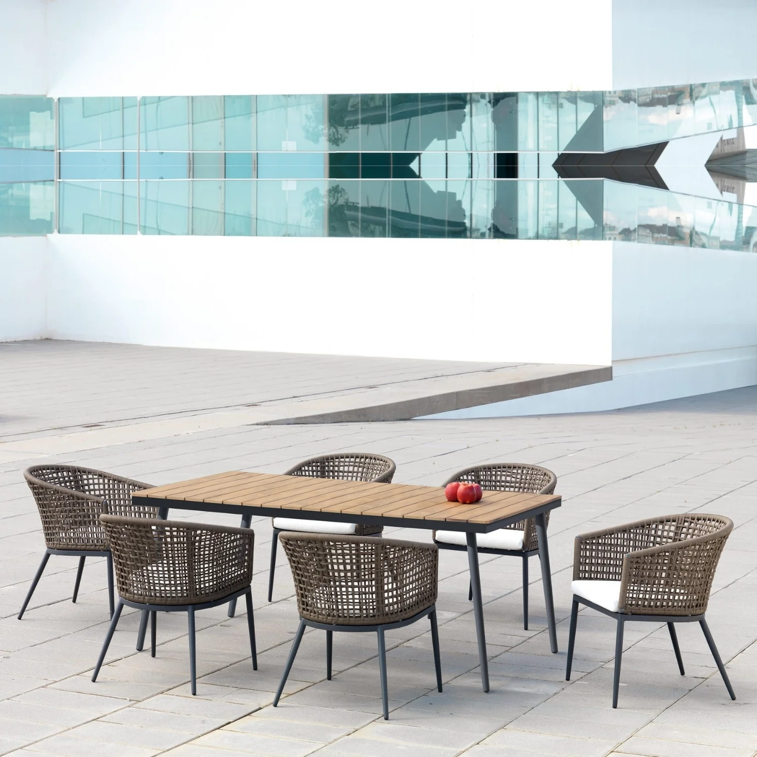 7-Piece Outdoor Patio Dining Set With Wooden Tabletop