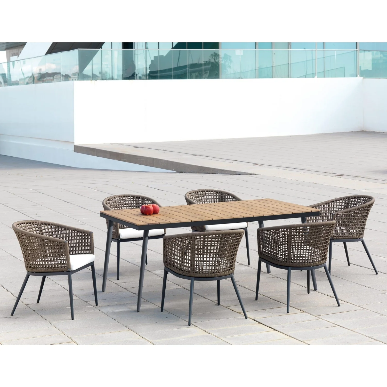 7-Piece Outdoor Patio Dining Set With Wooden Tabletop - Image 11