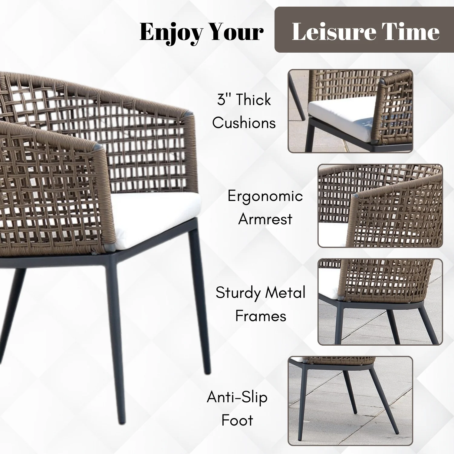 7-Piece Outdoor Patio Dining Set With Wooden Tabletop - Image 6