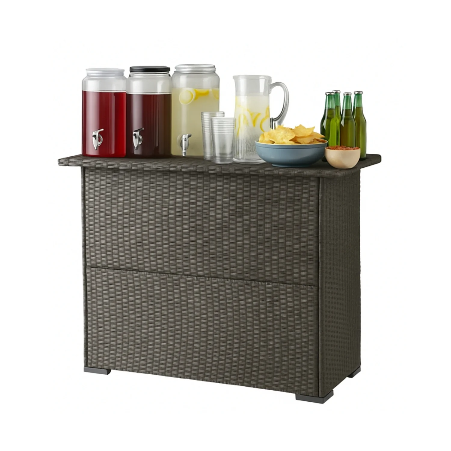 7-Piece Outdoor Rattan Wicker Bar Set with Wicker Top Table - Image 10