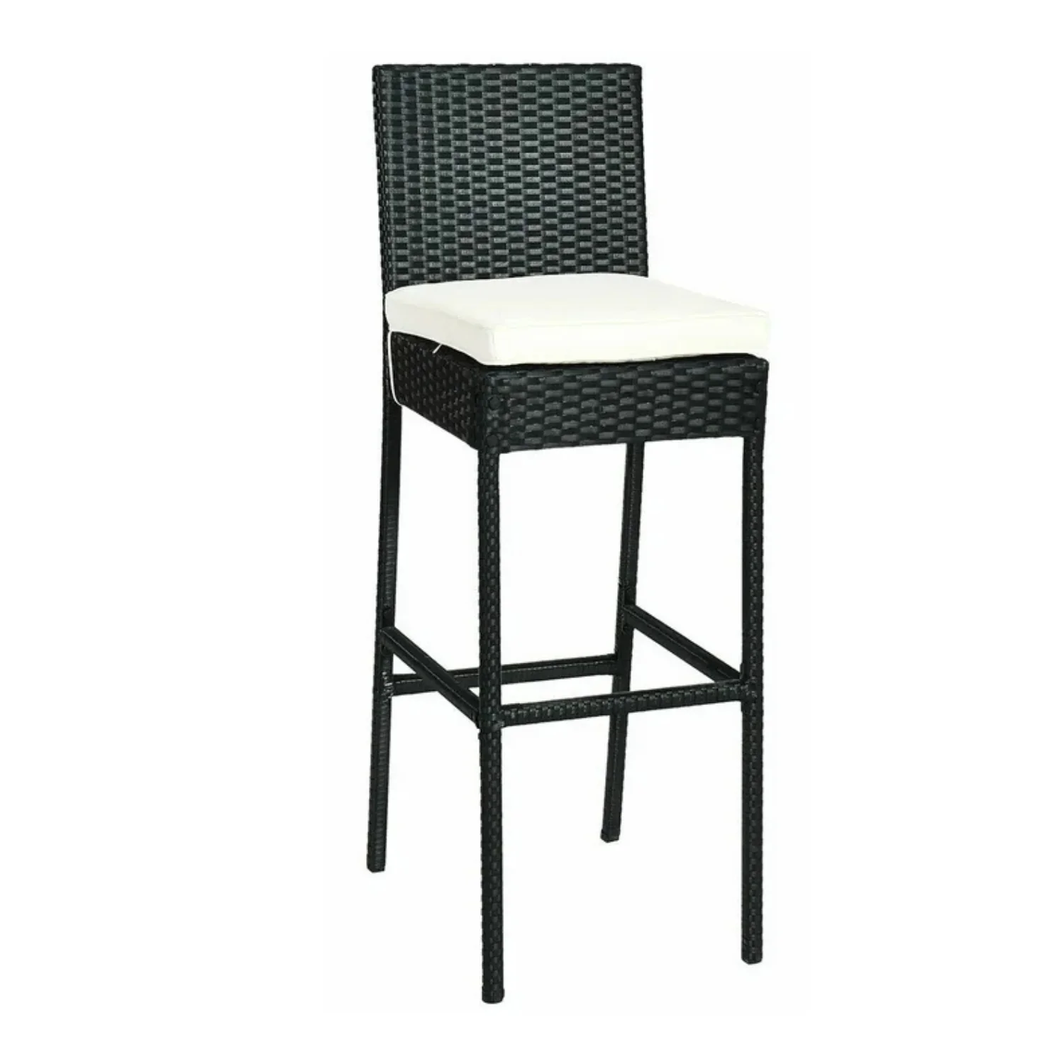 7-Piece Outdoor Rattan Wicker Bar Set with Wooden Top Table - Image 3