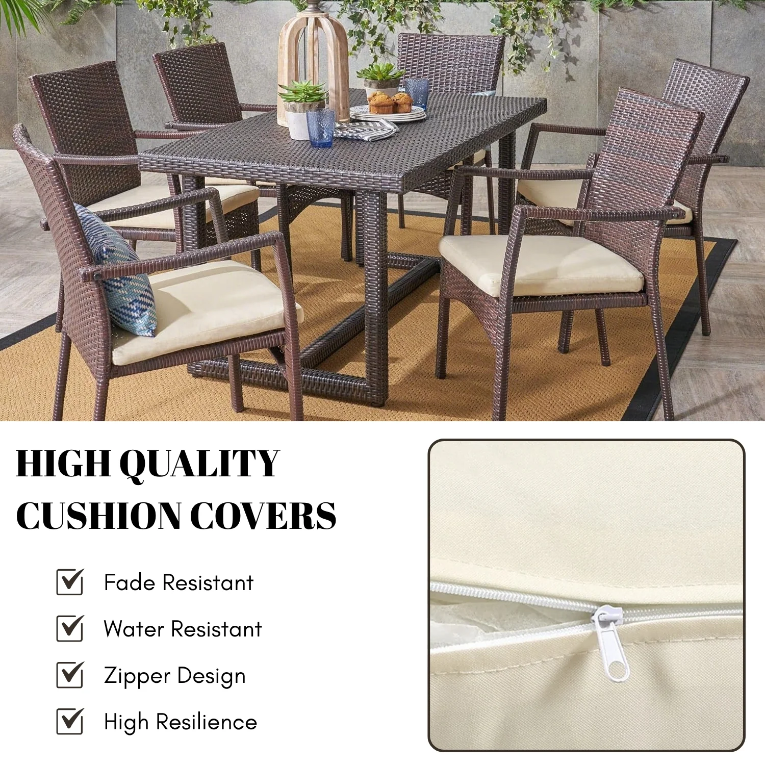 7-Piece Outdoor Rattan Wicker Dining Set - Image 7