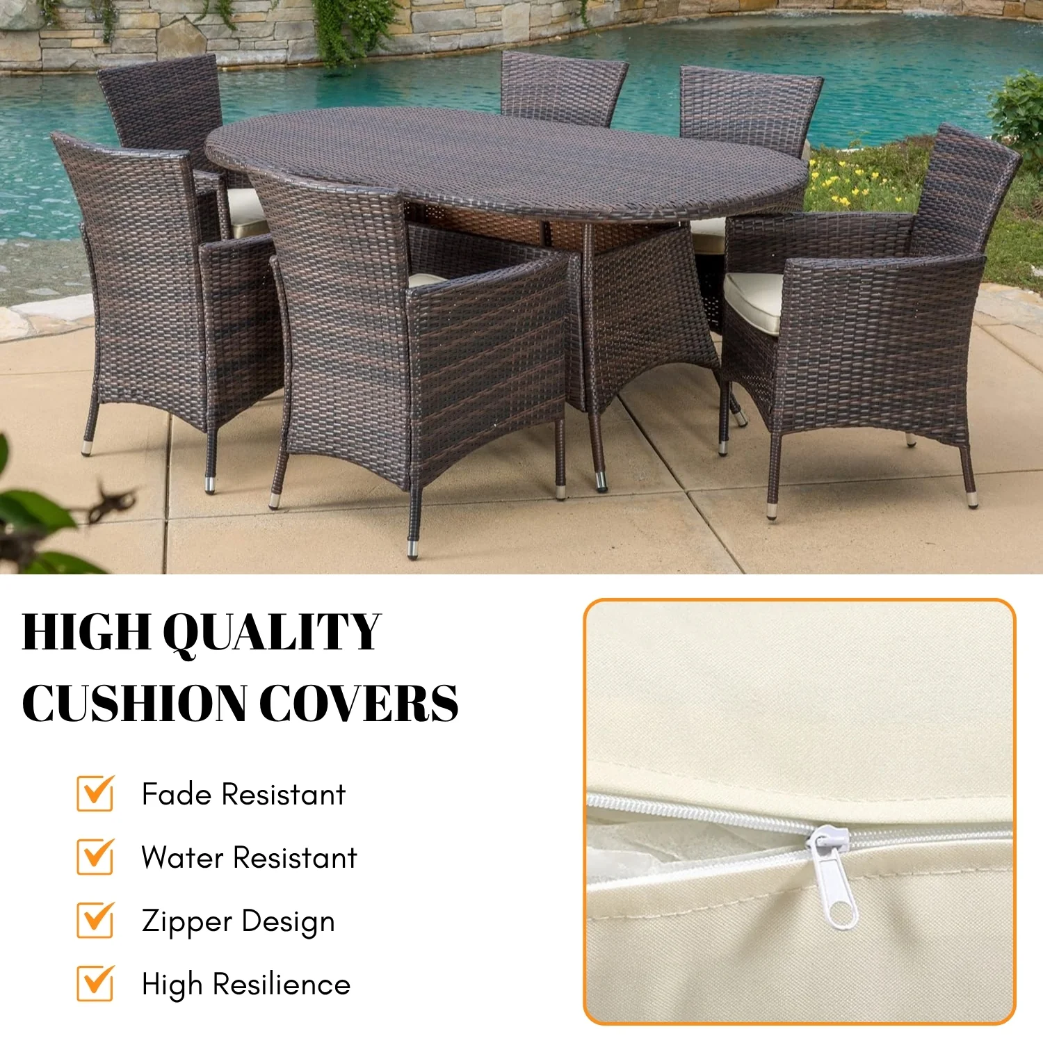 7-Piece Outdoor Rattan Wicker Dining Table Set - Image 7