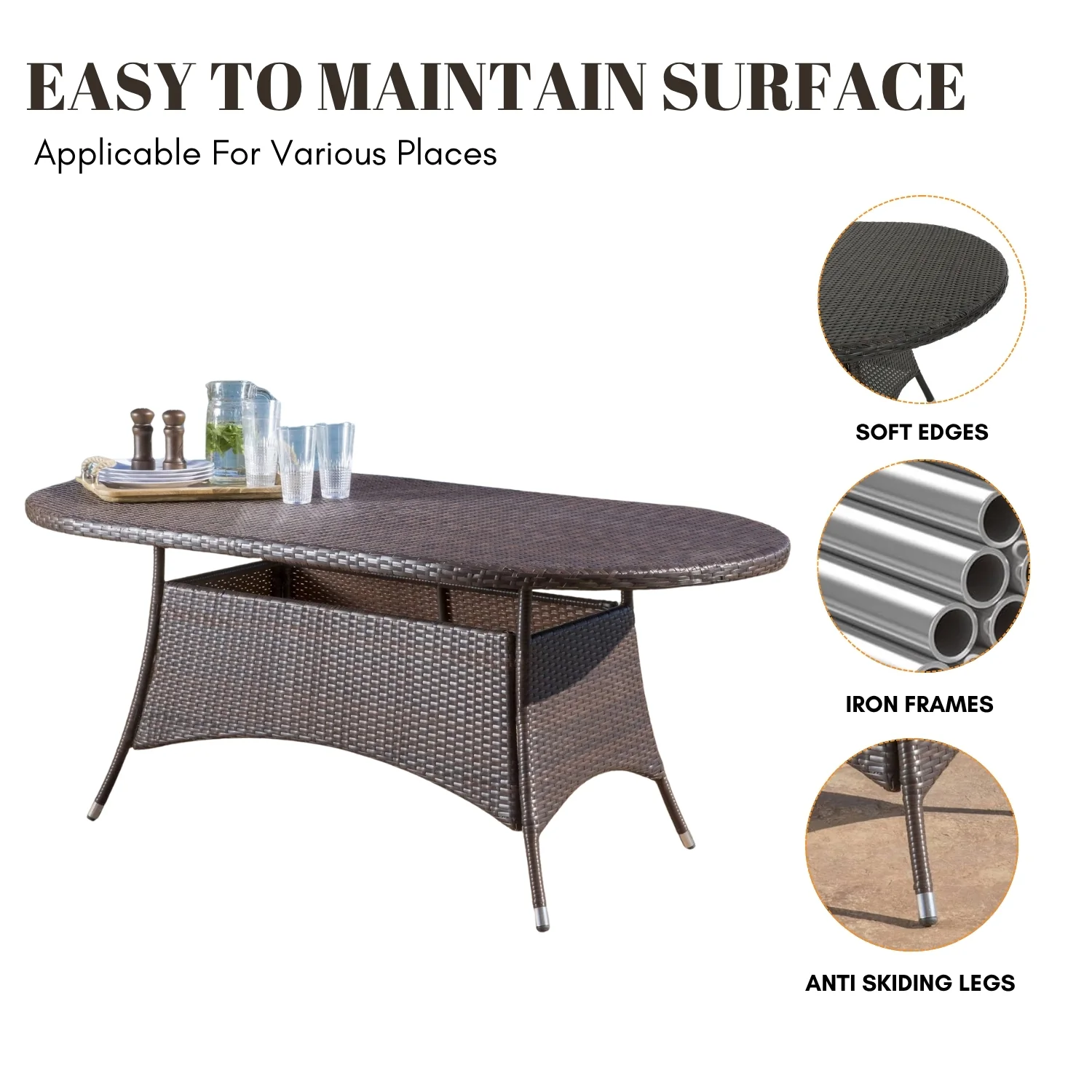 7-Piece Outdoor Rattan Wicker Dining Table Set - Image 9