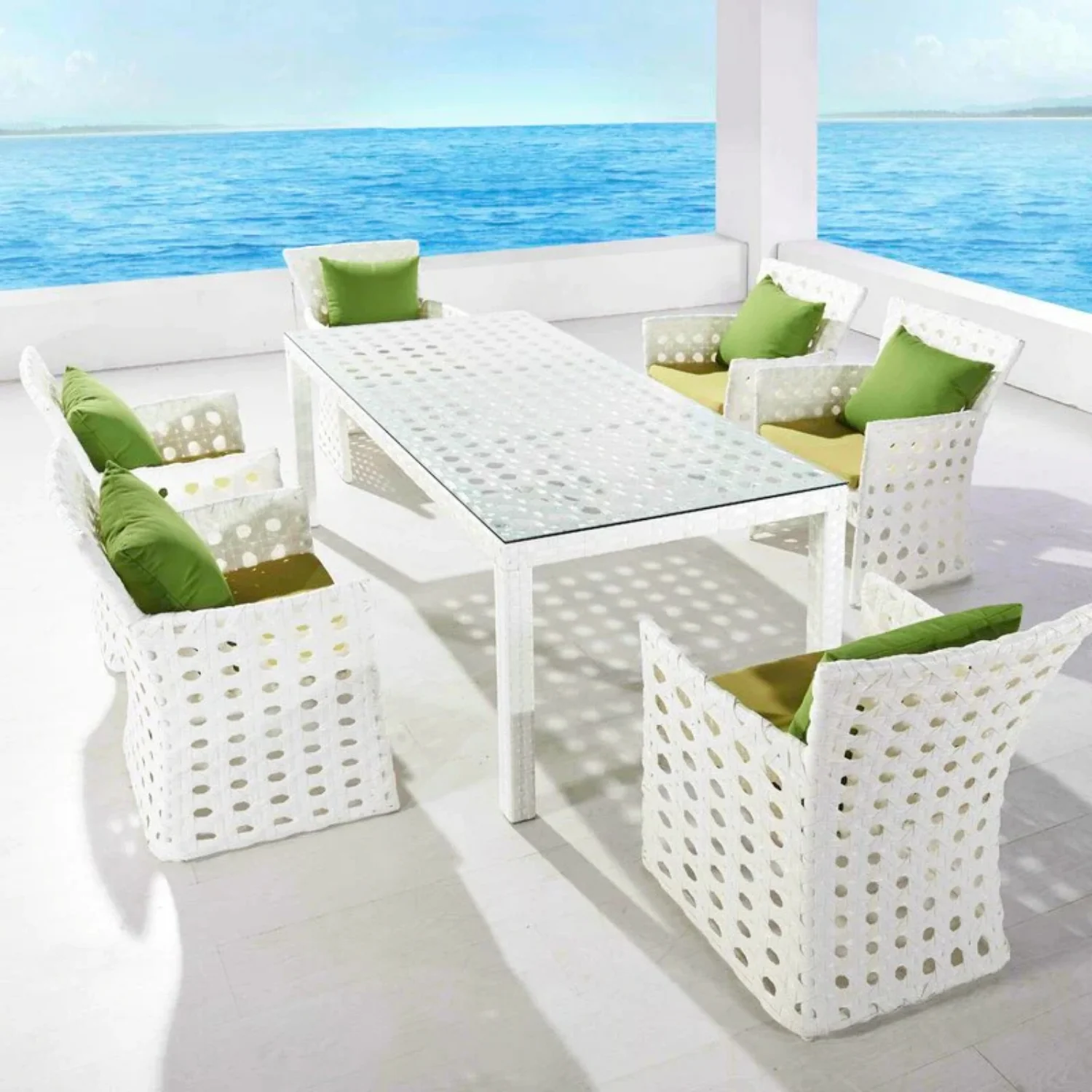 7-Piece Outdoor Rattan Wicker Dinning Table Set - Image 8