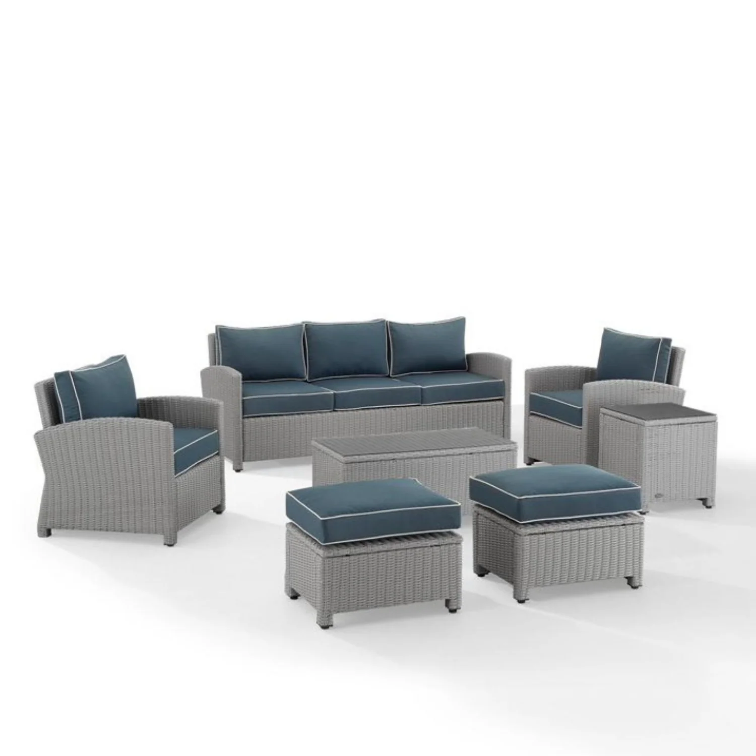 7 Piece Outdoor Wicker Conversation Furniture Set - Image 5