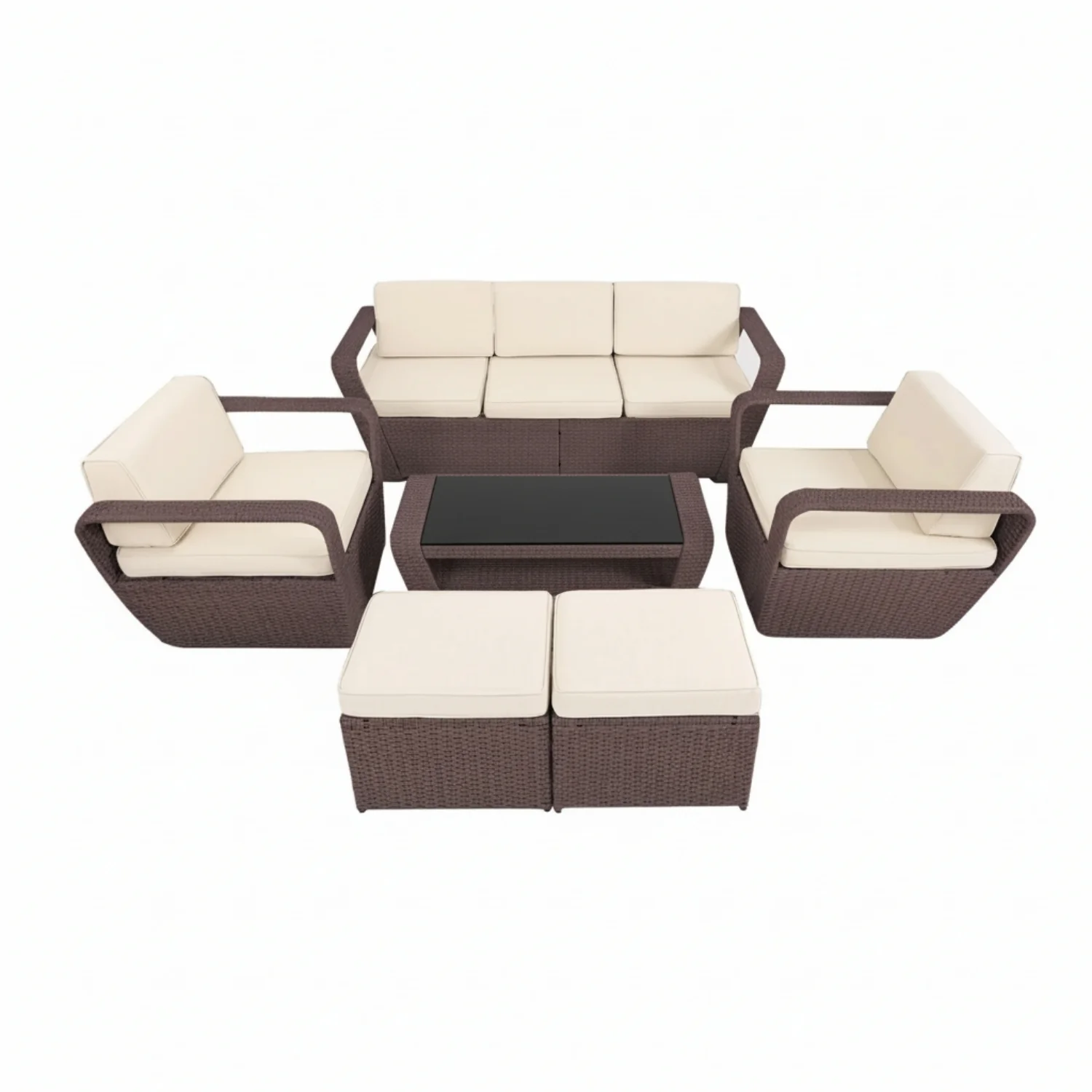 6 Piece Outdoor Wicker Conversation Furniture Set - Image 4