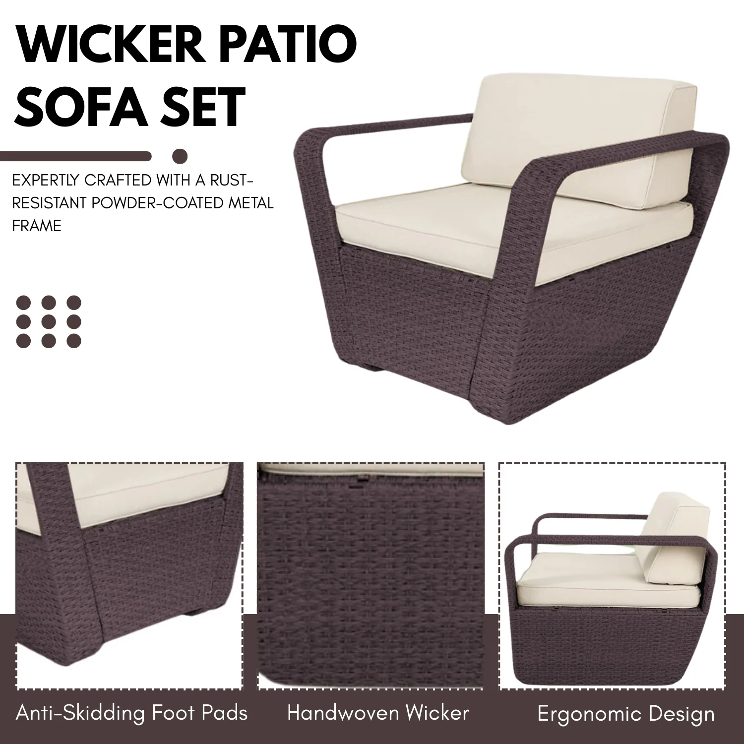 6 Piece Outdoor Wicker Conversation Furniture Set - Image 5