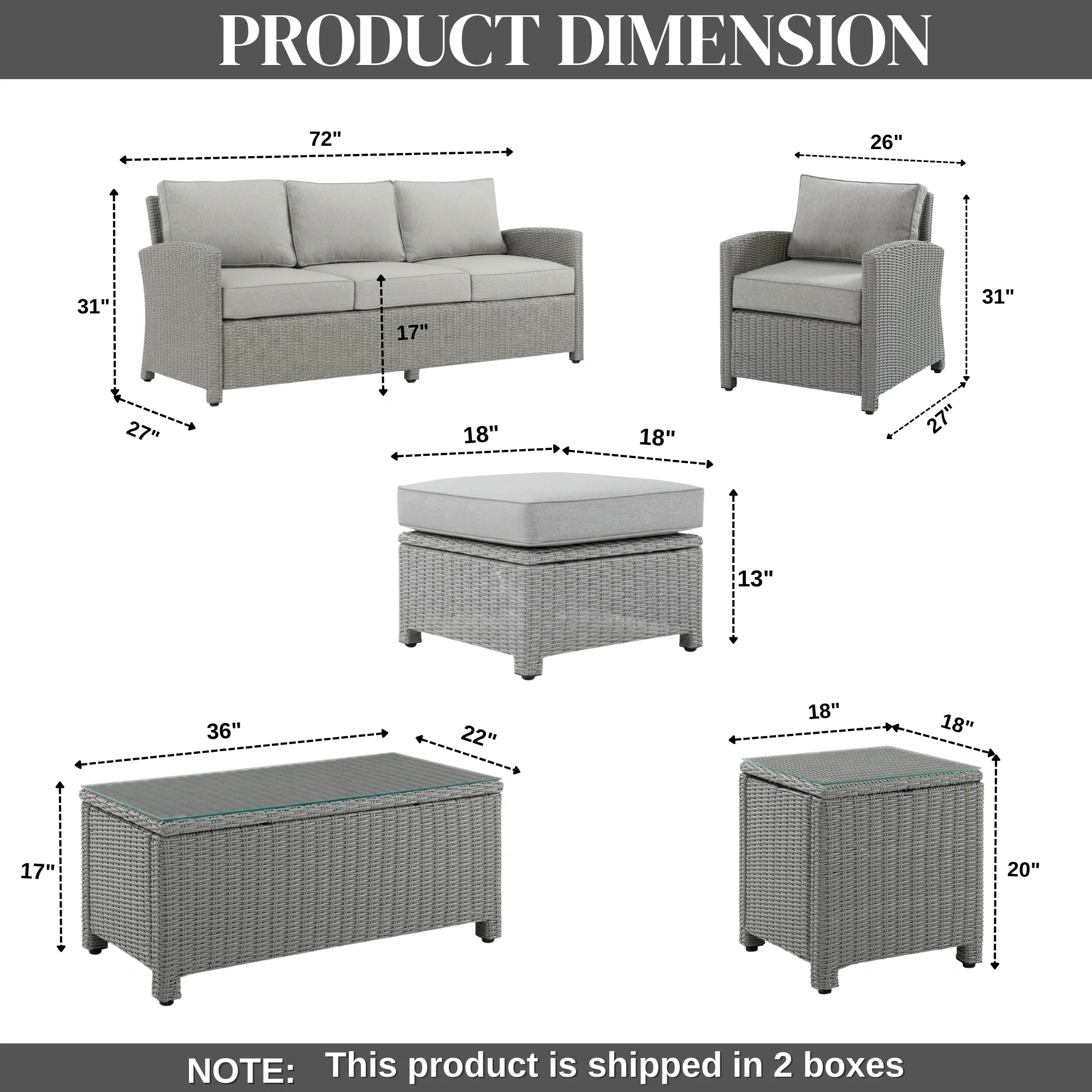 7 Piece Outdoor Wicker Conversation Furniture Set - Image 3
