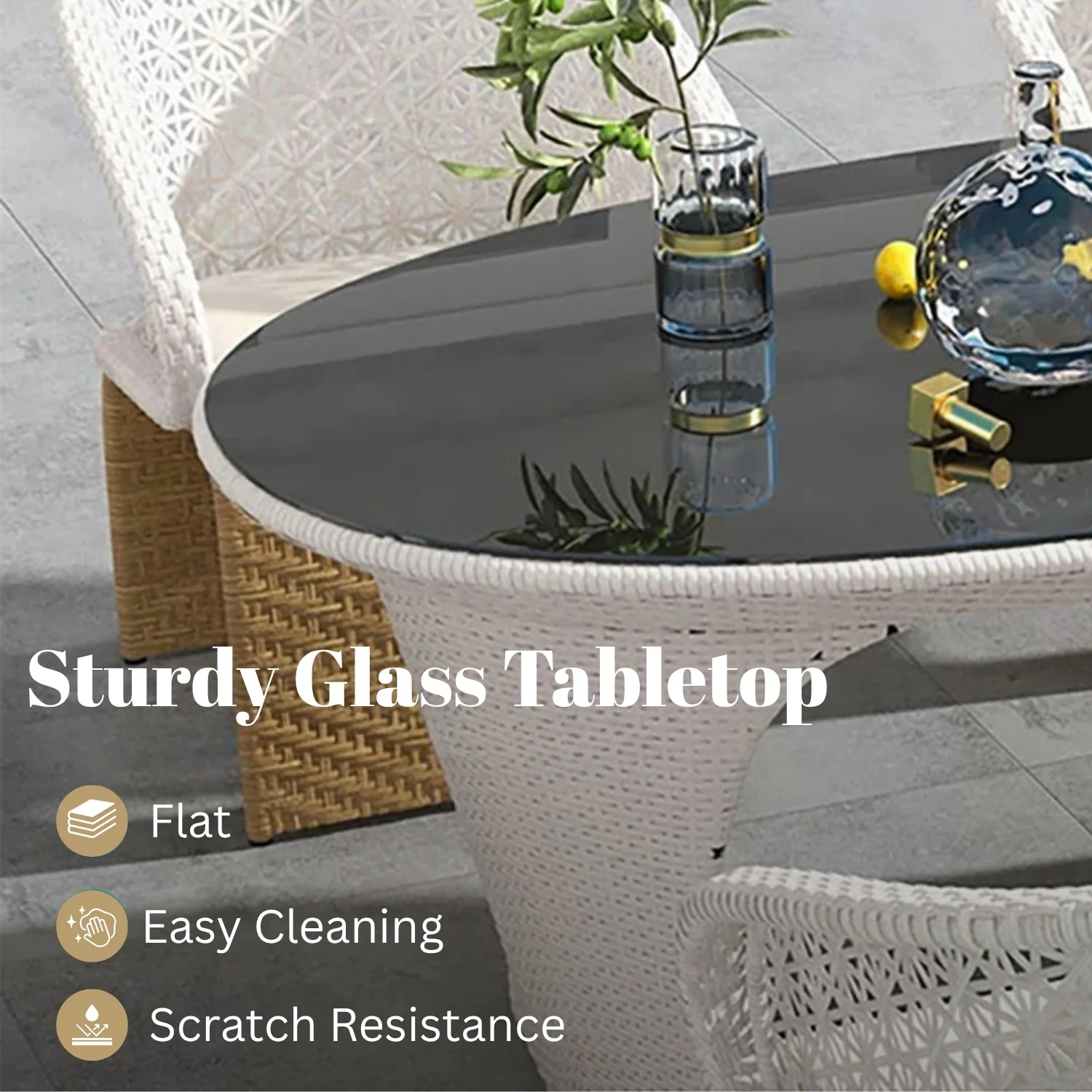 7 Pieces Outdoor Wicker Dining Set with Double Tone Armchairs - Image 6