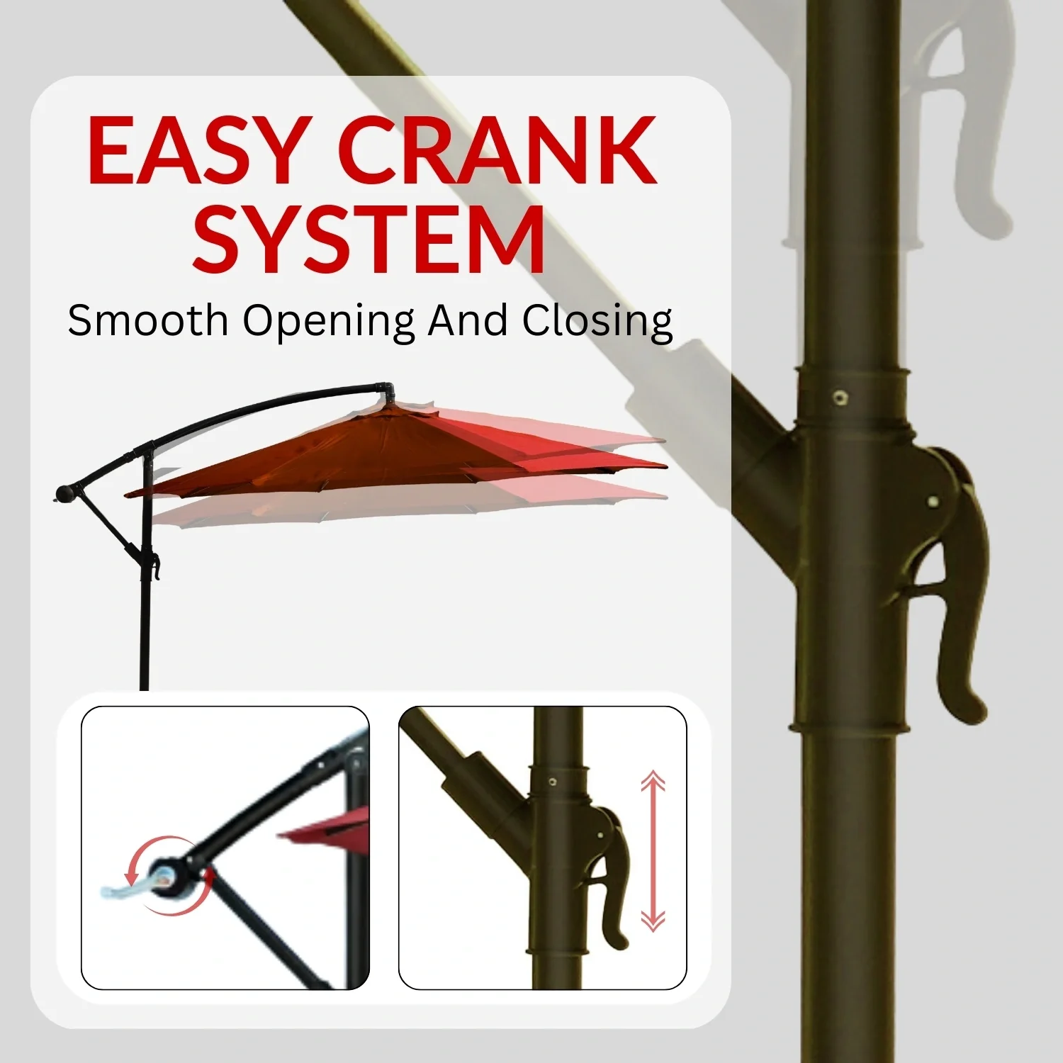 9 Ft Outdoor Offset Cantilever Patio Umbrella with Granite Base - Image 5