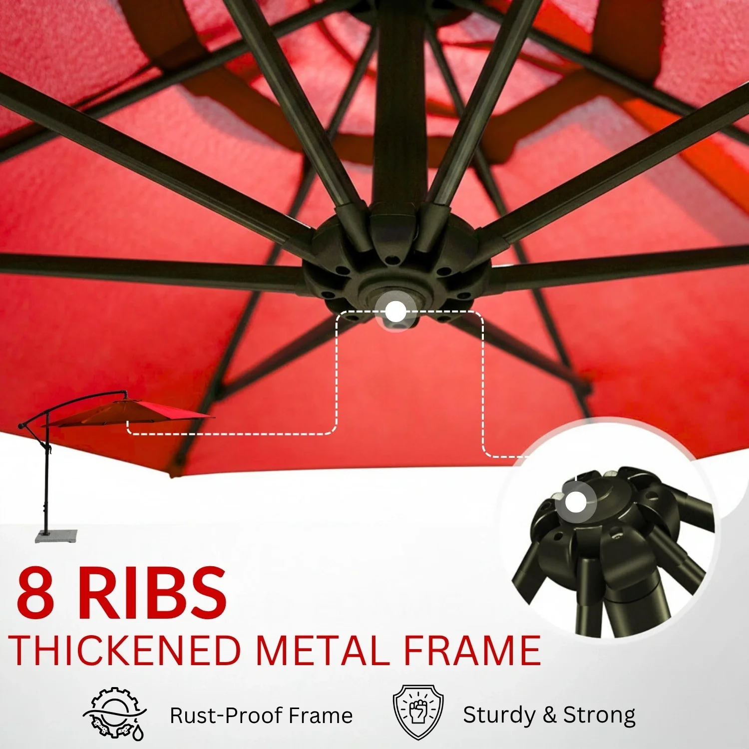 9 Ft Outdoor Offset Cantilever Patio Umbrella with Granite Base - Image 7