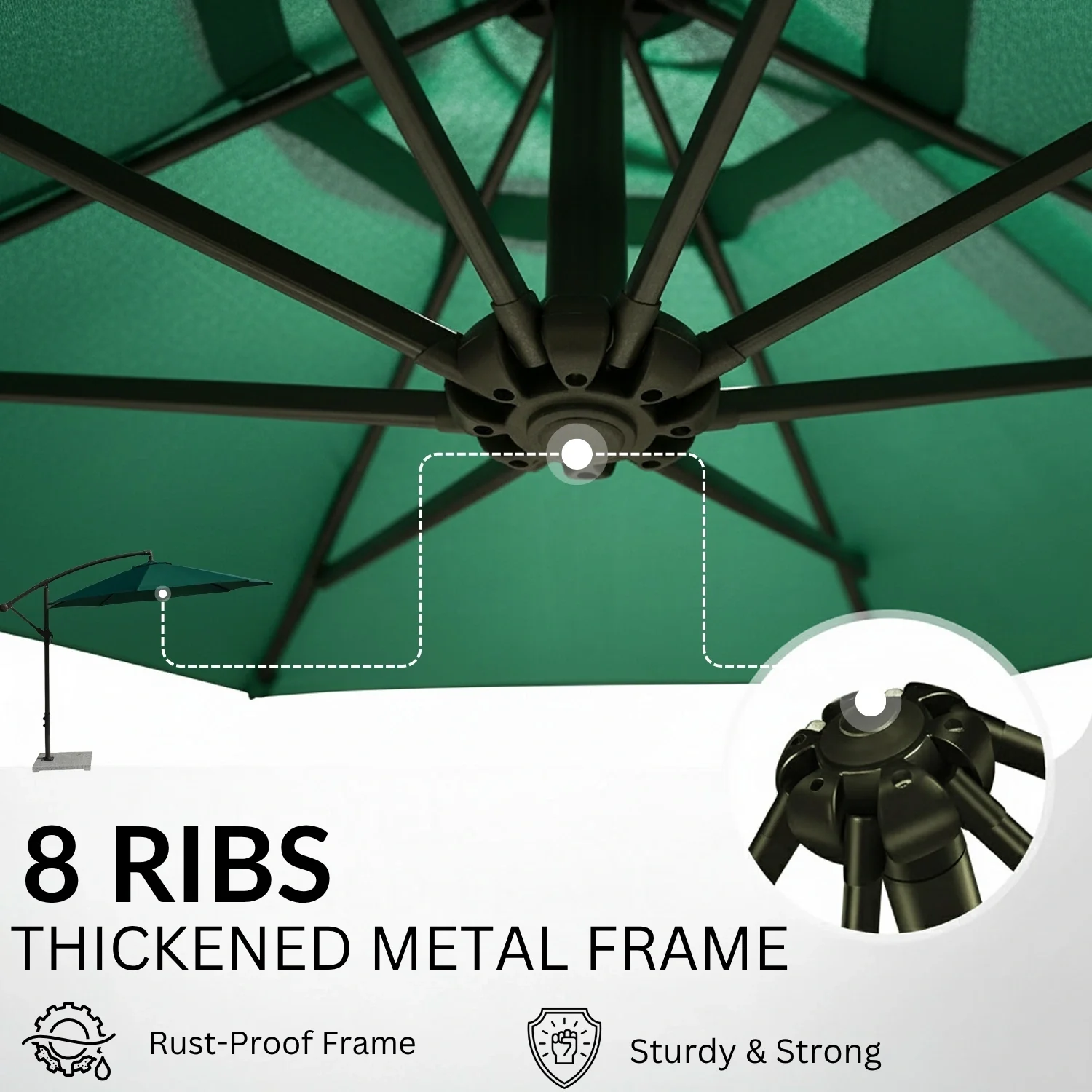 9 Ft Outdoor Offset Cantilever Patio Umbrella with Granite Base - Image 7