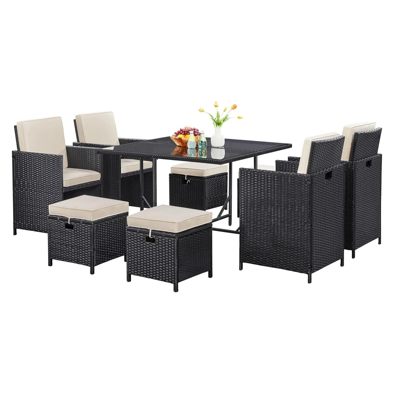 9-Piece Outdoor Patio Rattan Dining Set - Image 4