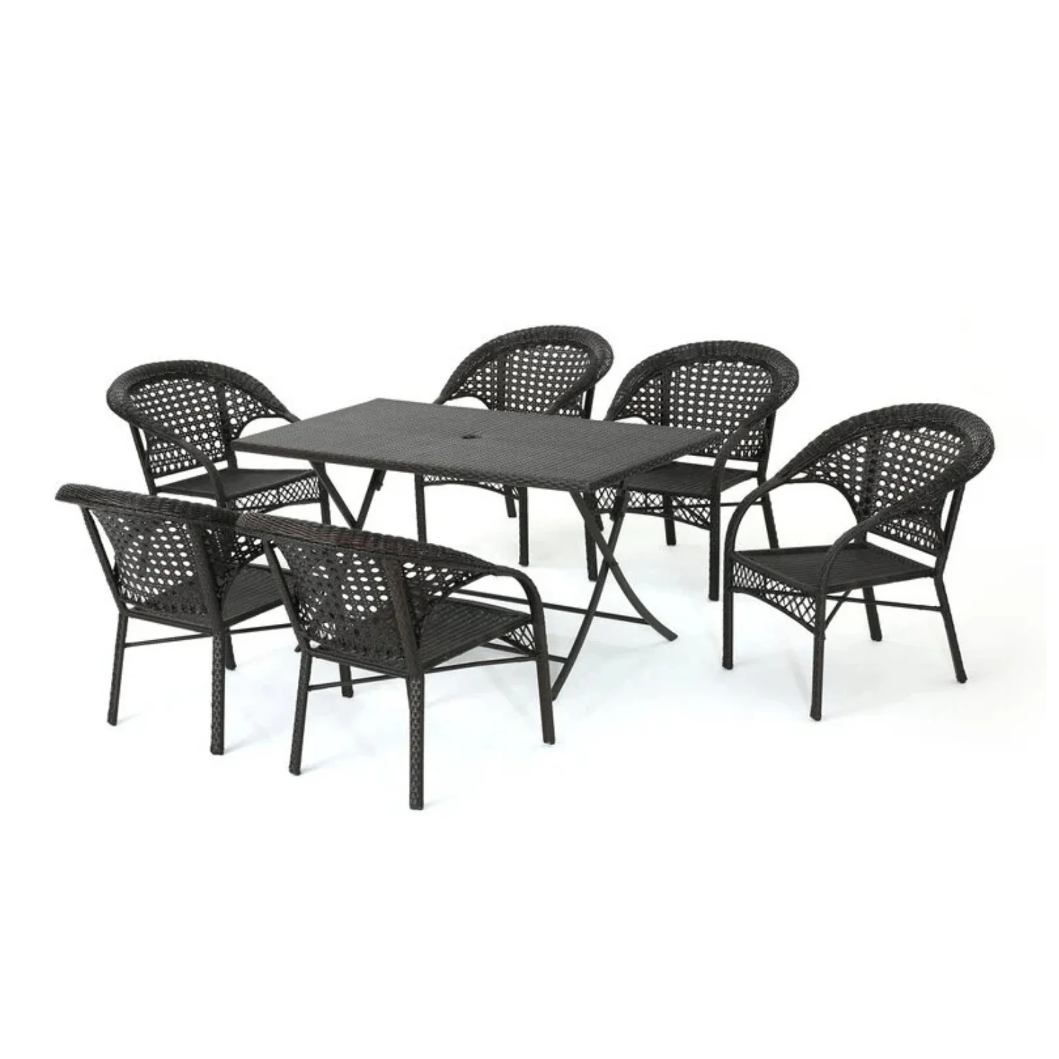 7-Piece Outdoor Rattan Wicker Dining Table Set - Image 4