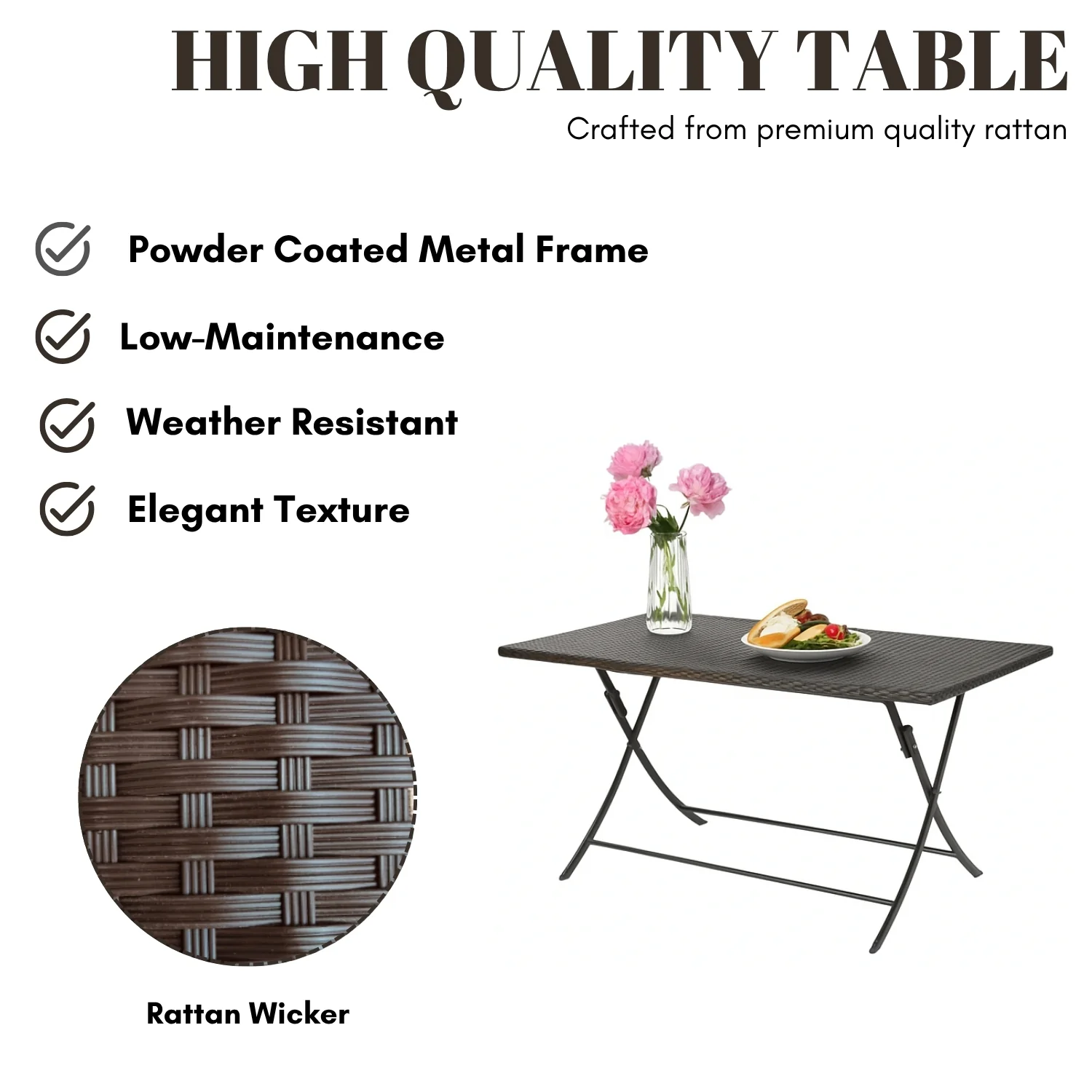 7-Piece Outdoor Rattan Wicker Dining Table Set - Image 6