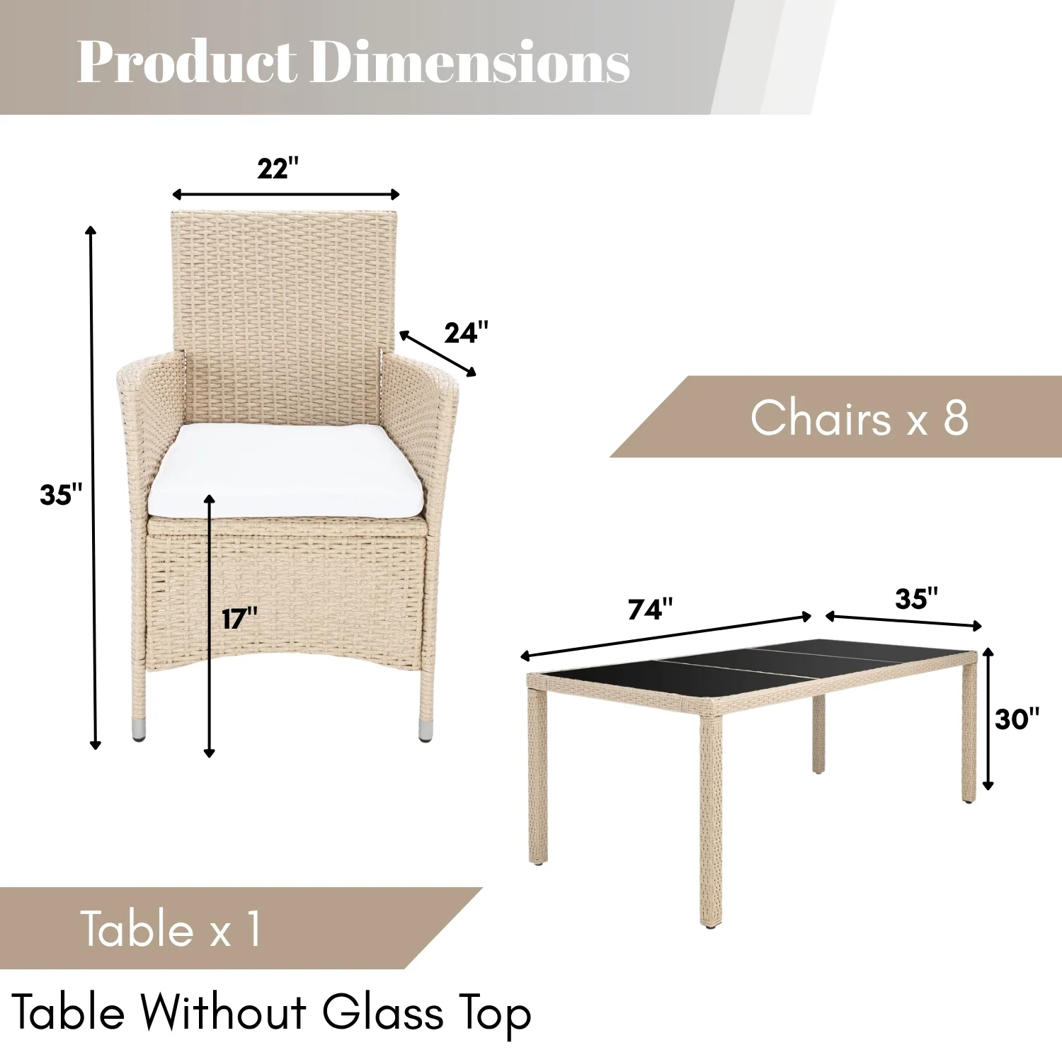 9-Piece Outdoor Rattan Wicker Dinning Table Set - Image 2