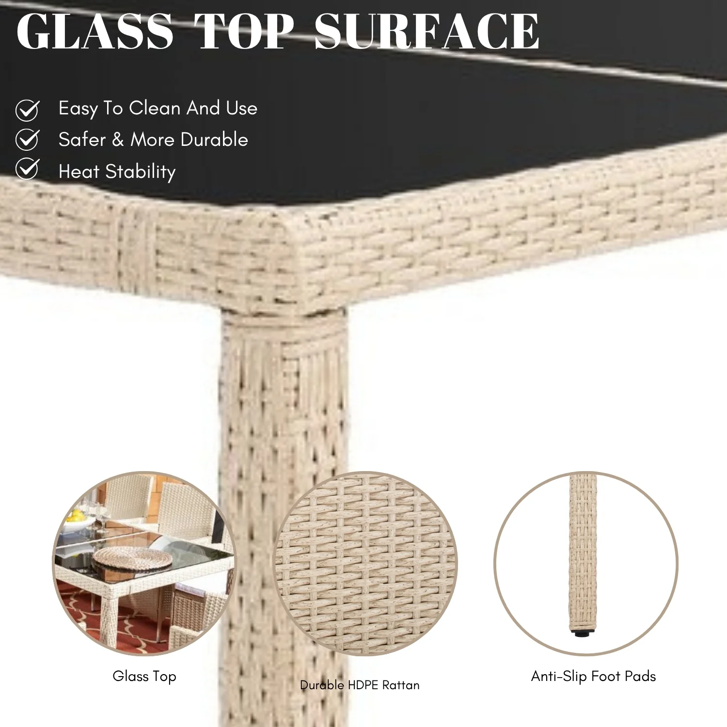 9-Piece Outdoor Rattan Wicker Dinning Table Set - Image 7