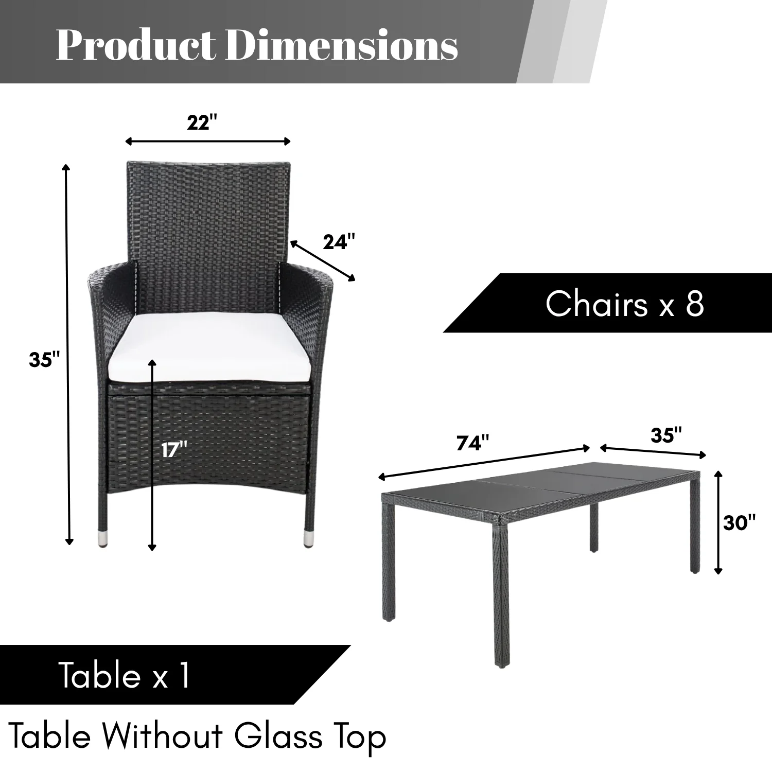 9-Piece Outdoor Rattan Wicker Dinning Table Set - Image 2