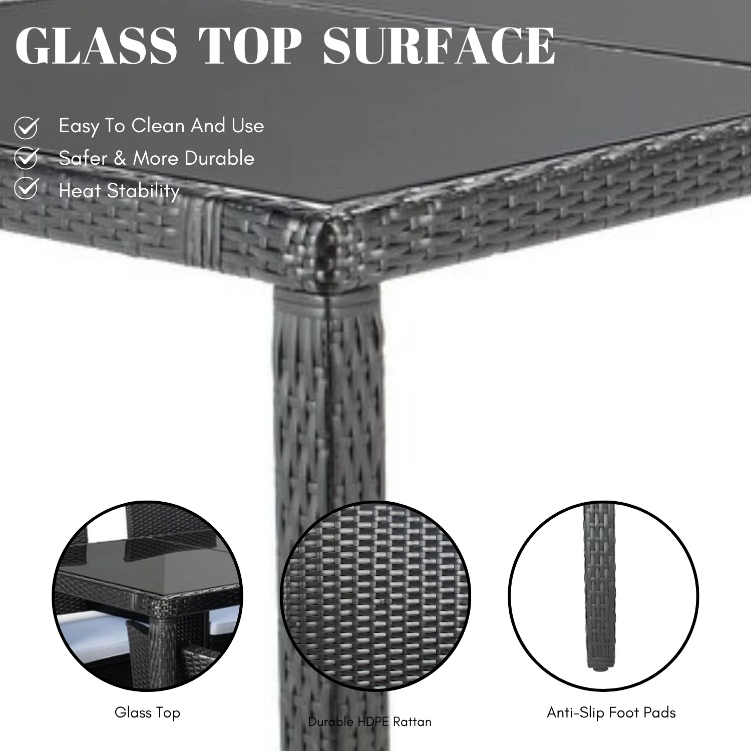 9-Piece Outdoor Rattan Wicker Dinning Table Set - Image 8