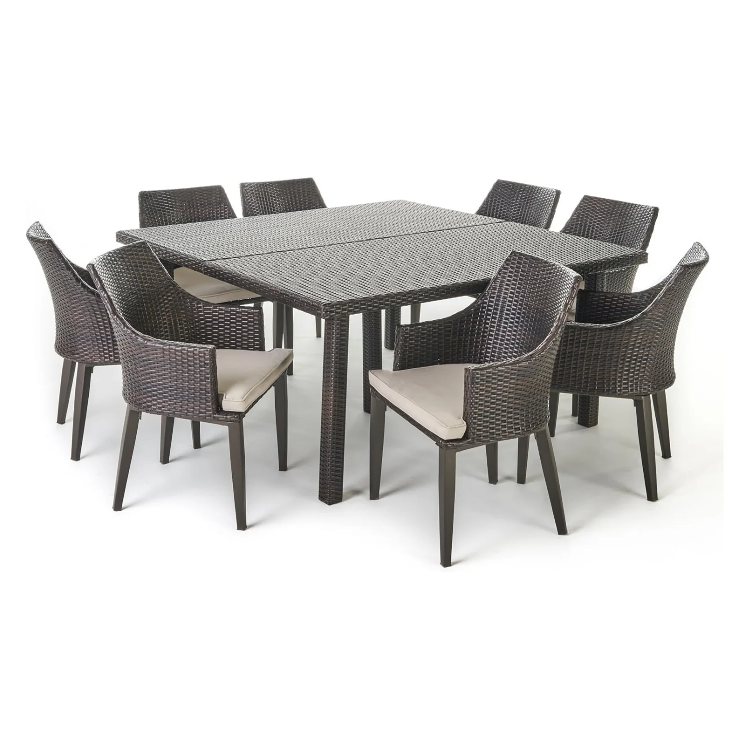 9-Piece Outdoor Rattan Wicker Square Dining Set - Image 3