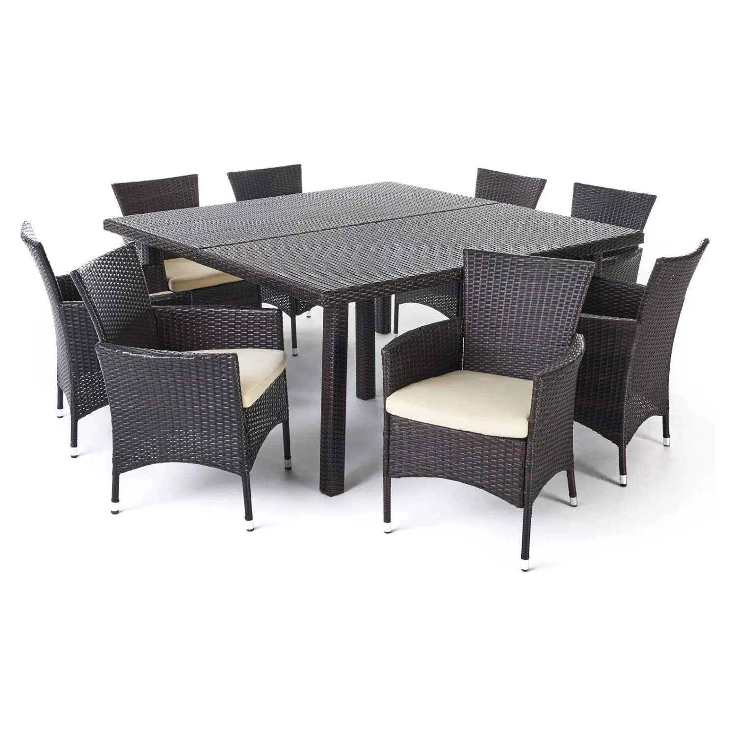 9-Piece Outdoor Rattan Wicker Square Dining Set - Image 4