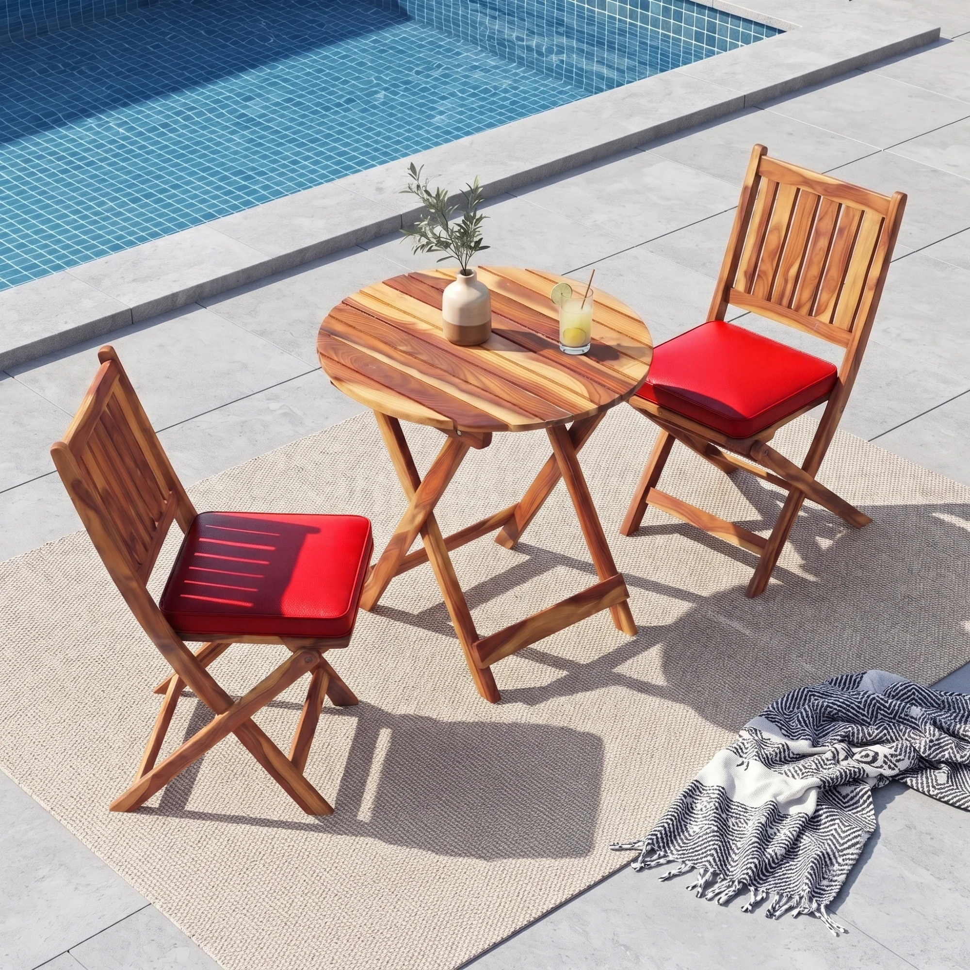 Acacia Wood Foldable Outdoor Bistro Set – 2 Chairs & Round Table - Image 10