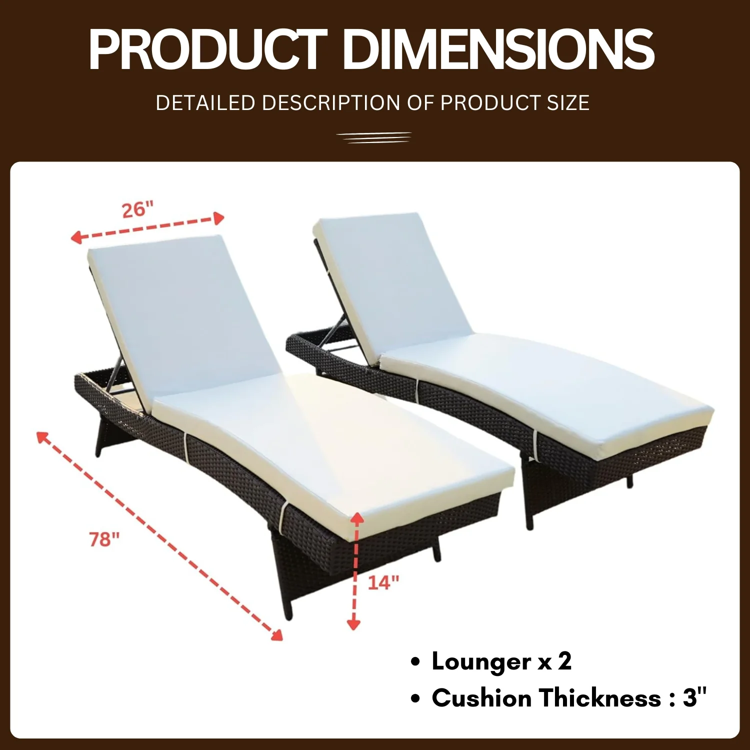 All-Weather HDPE Wicker Outdoor Chaise Lounge Chair Set of 2 - Image 3