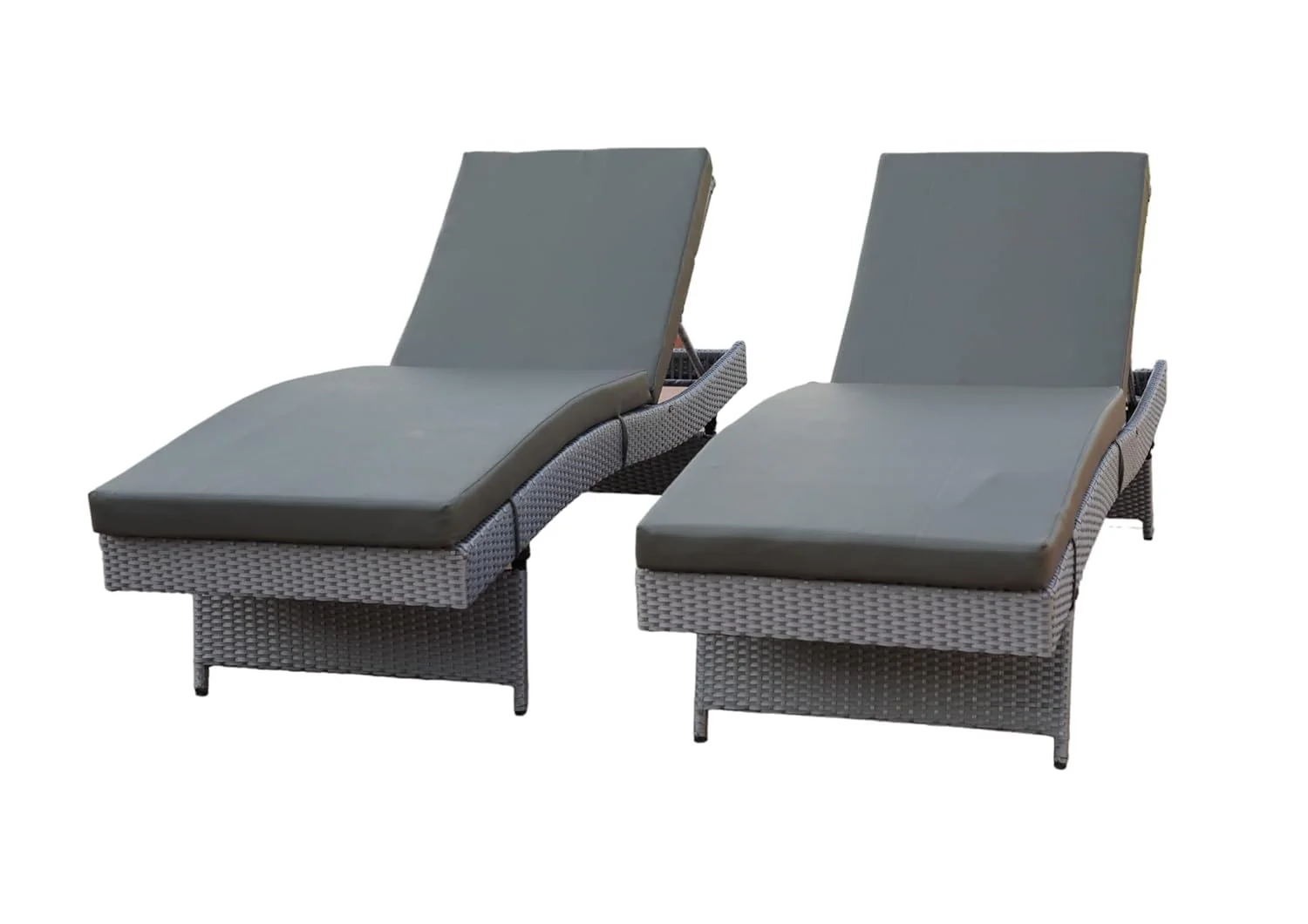 All-Weather HDPE Wicker Outdoor Chaise Lounge Chair Set of 2 - Image 9