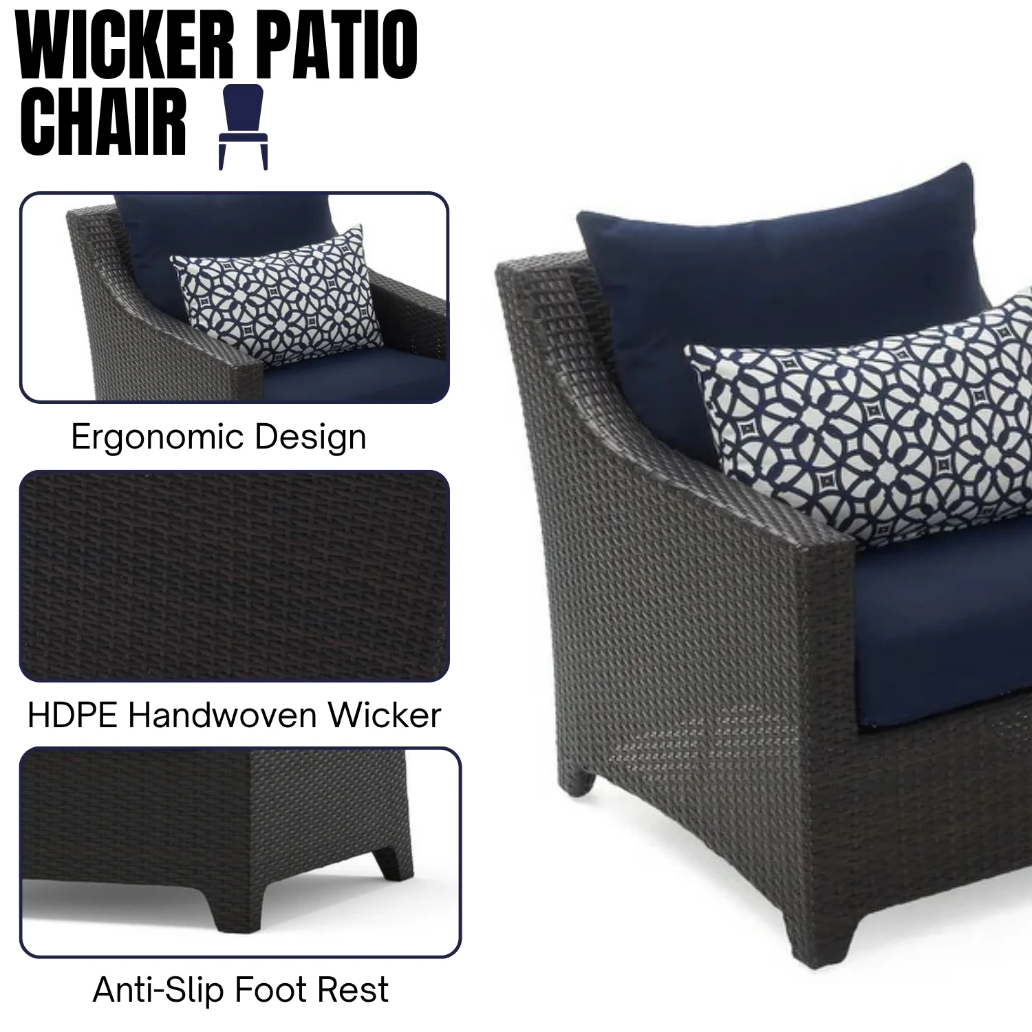 All Weather Outdoor Wicker Garden L-Shape Sectional Conversation Set - Image 5