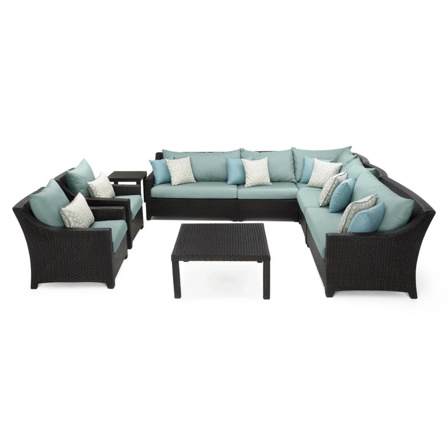 All Weather Outdoor Wicker Garden L-Shape Sectional Conversation Set - Image 12