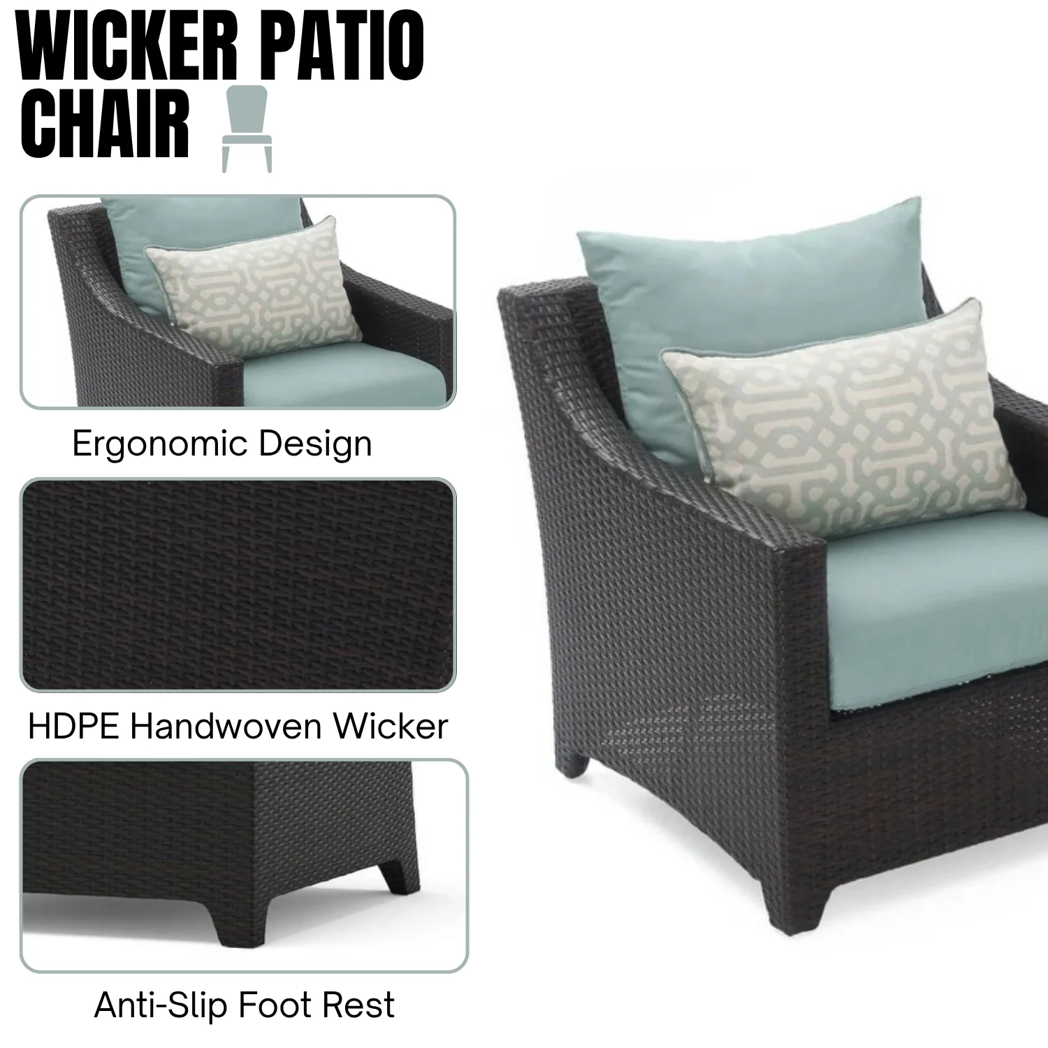 All Weather Outdoor Wicker Garden L-Shape Sectional Conversation Set - Image 5