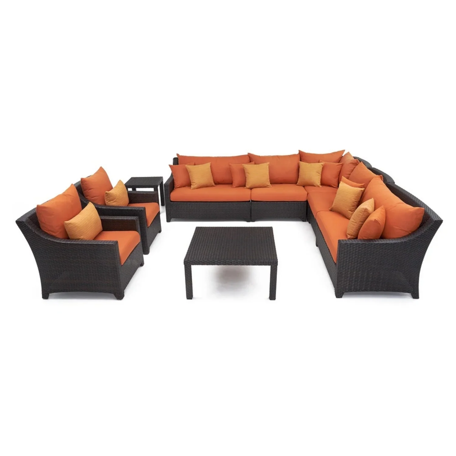 All Weather Outdoor Wicker Garden L-Shape Sectional Conversation Set - Image 12