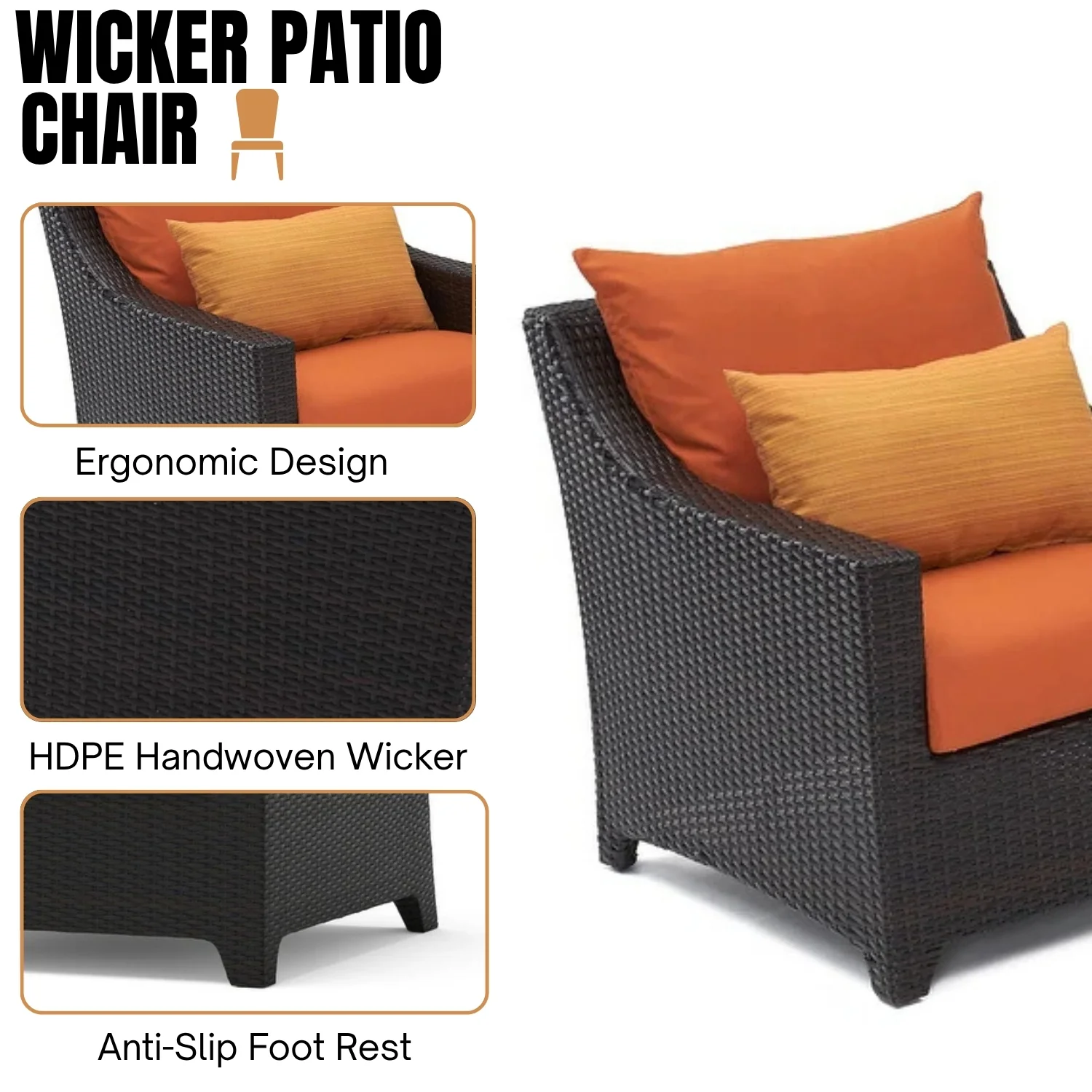 All Weather Outdoor Wicker Garden L-Shape Sectional Conversation Set - Image 5