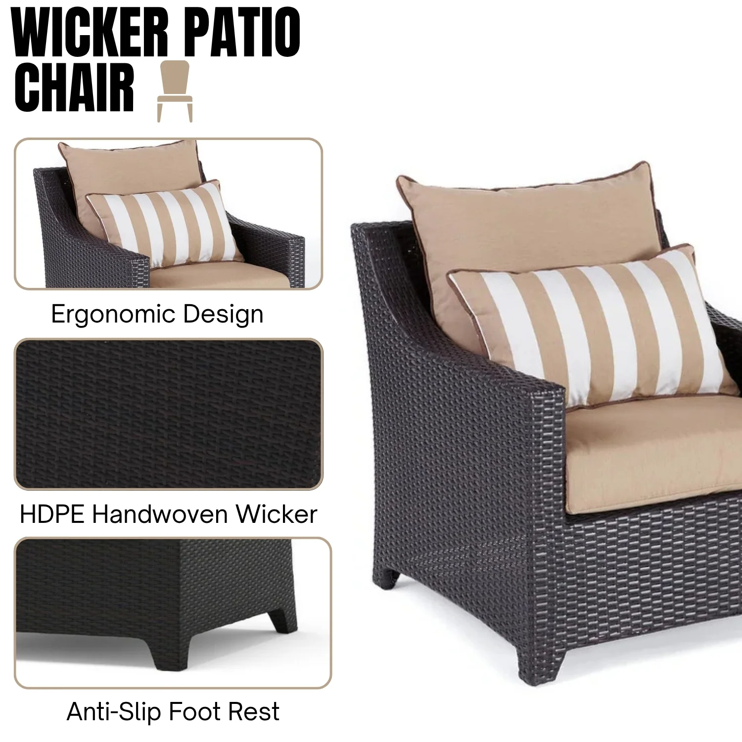 All Weather Outdoor Wicker Garden L-Shape Sectional Conversation Set - Image 5