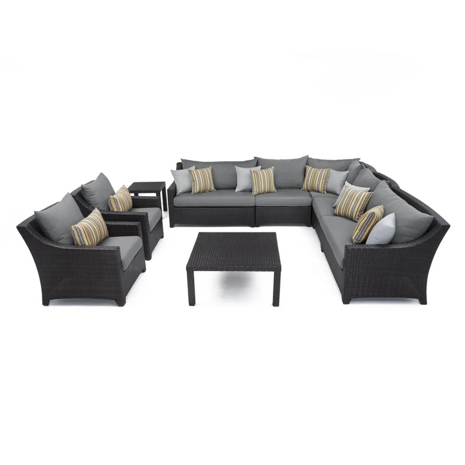 All Weather Outdoor Wicker Garden L-Shape Sectional Conversation Set - Image 12