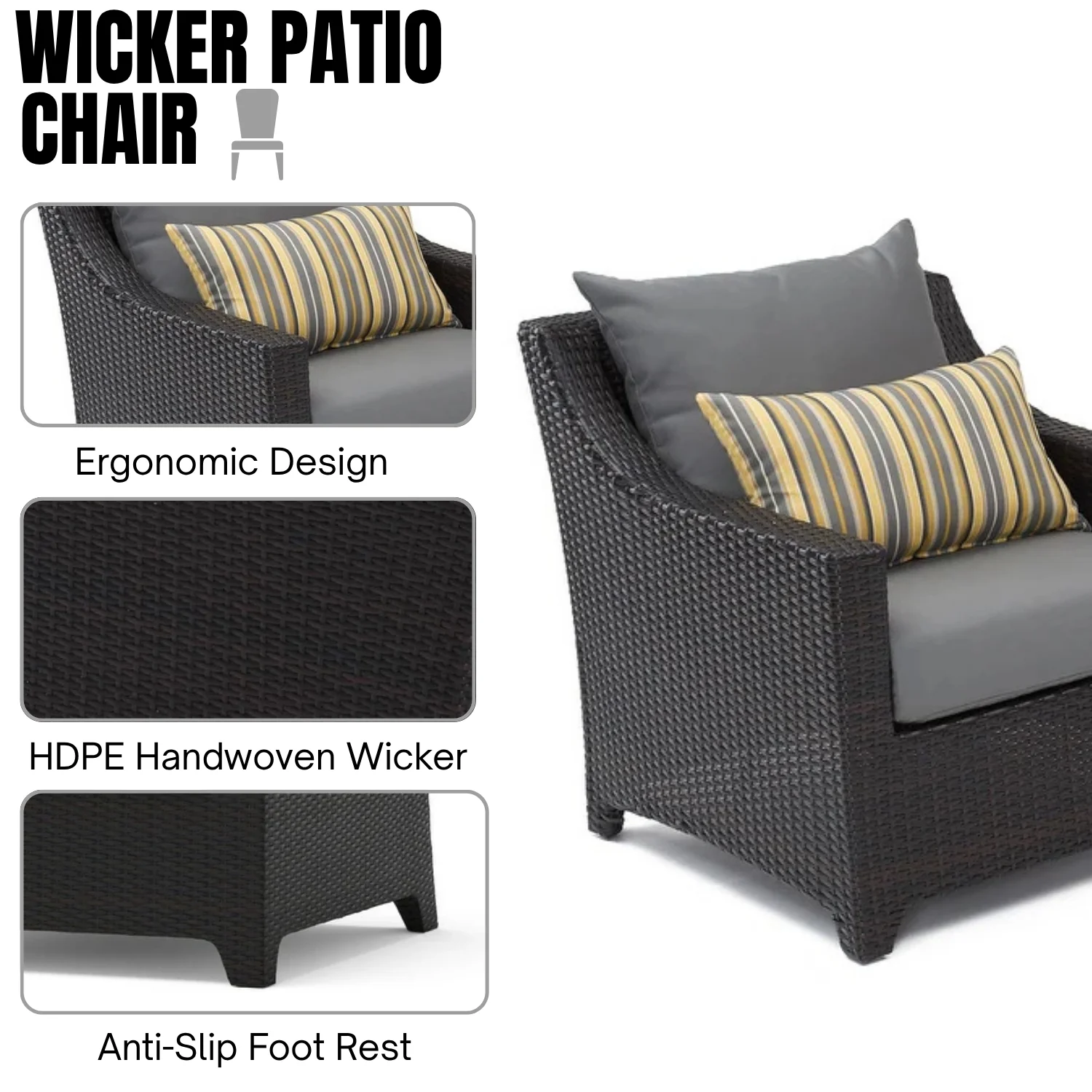 All Weather Outdoor Wicker Garden L-Shape Sectional Conversation Set - Image 5