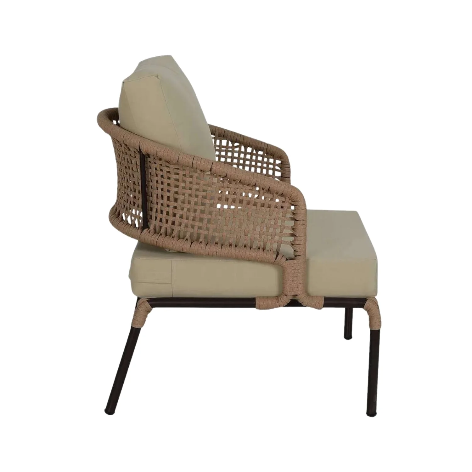 All-Weather Patio Rope Sofa Set with Glass Top Coffee Table - Image 4