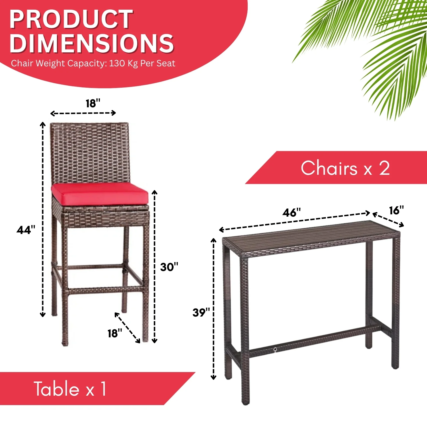 All-Weather Rattan Wicker Bar Set with High-Top Outdoor Table & Chairs - Image 2