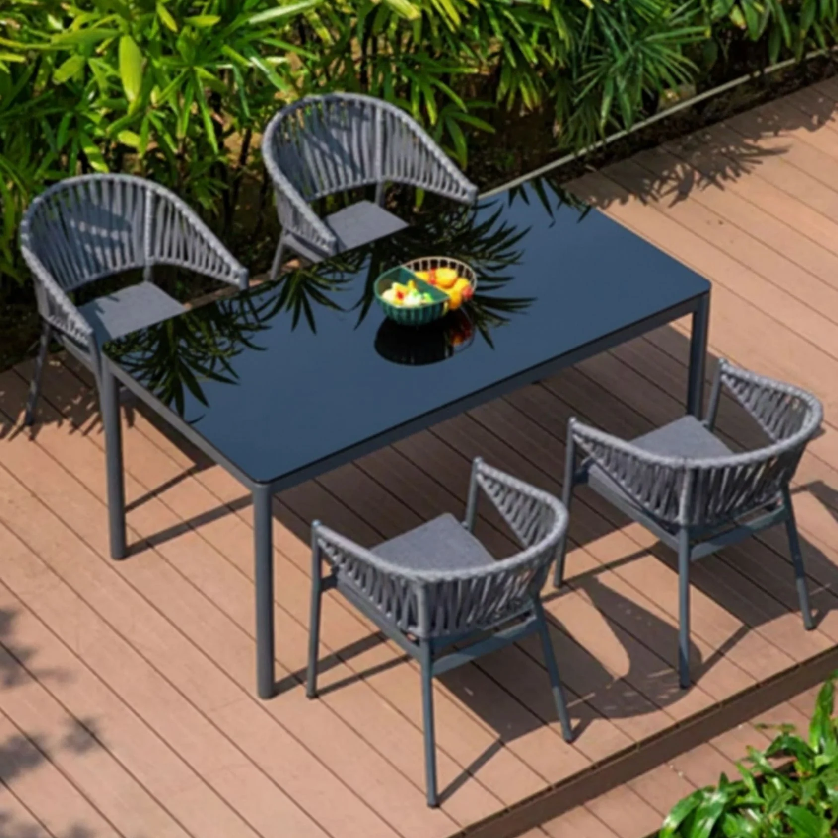 All Weather Resistant 5-Piece Outdoor Dining Set (Grey) - Image 12