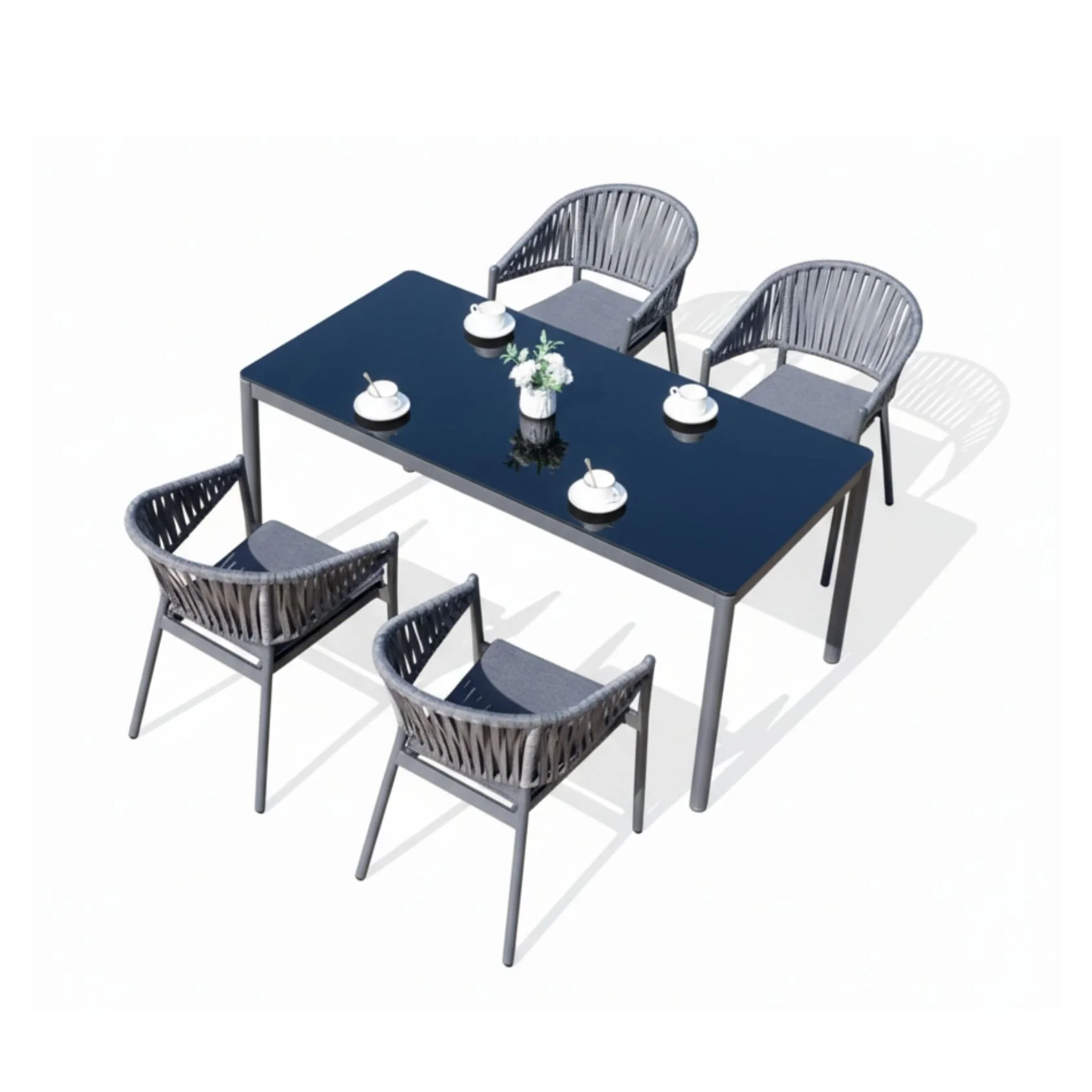 All Weather Resistant 5-Piece Outdoor Dining Set (Grey) - Image 5