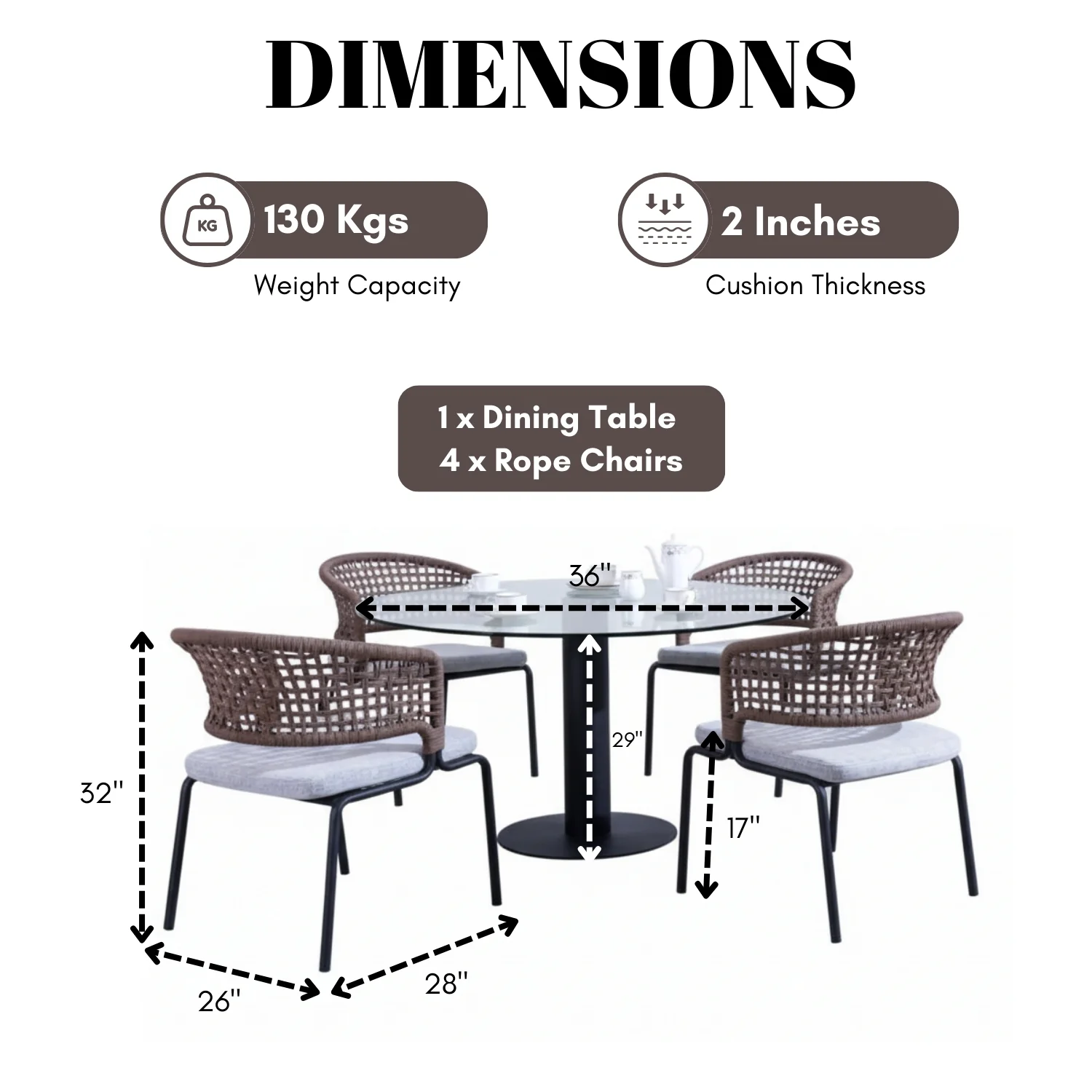 All Weather Resistant 5-Piece Outdoor Dining Set - Image 2