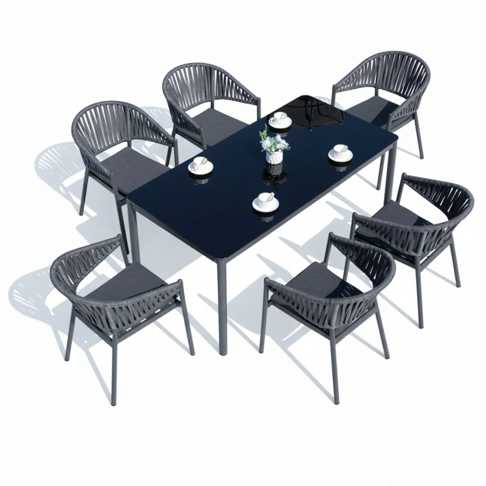 All Weather Resistant 7-Piece Outdoor Dining Set (Grey) - Image 5